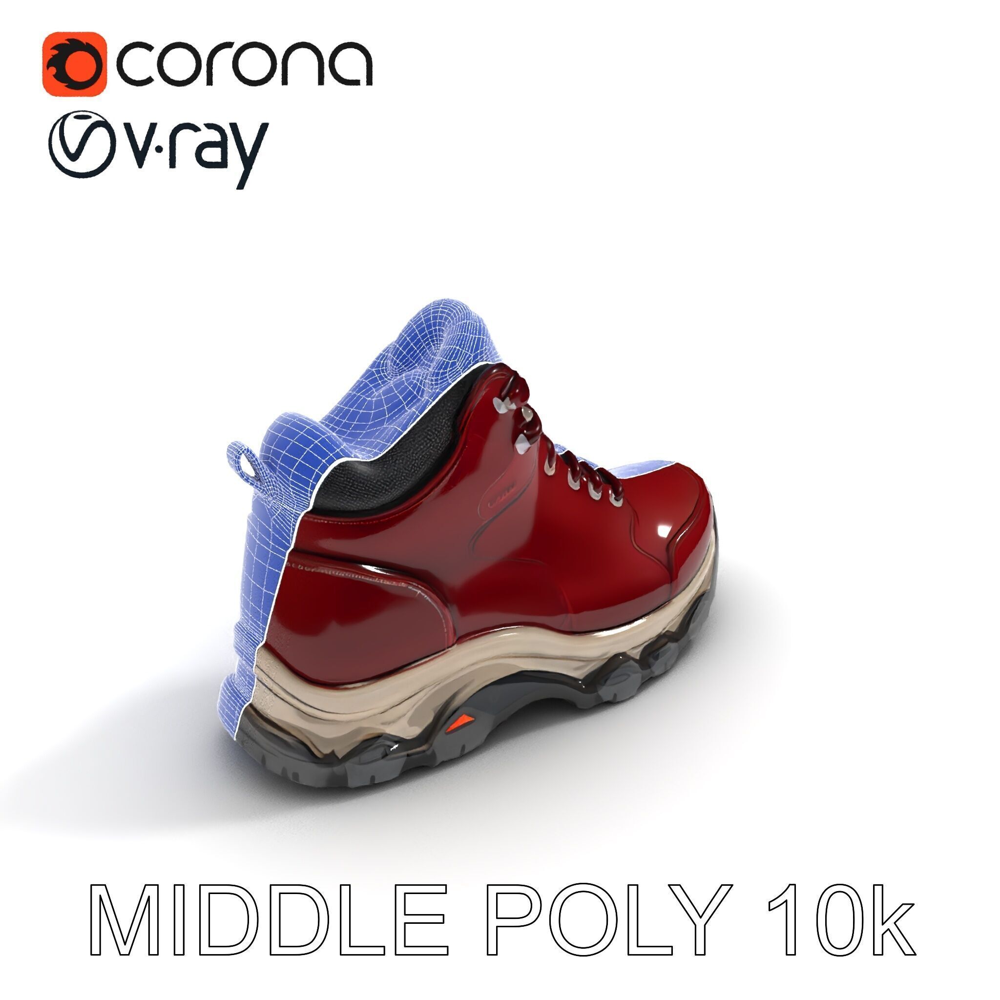 Rugged Hiking Boot D Model Pack Low-poly 3D model_9