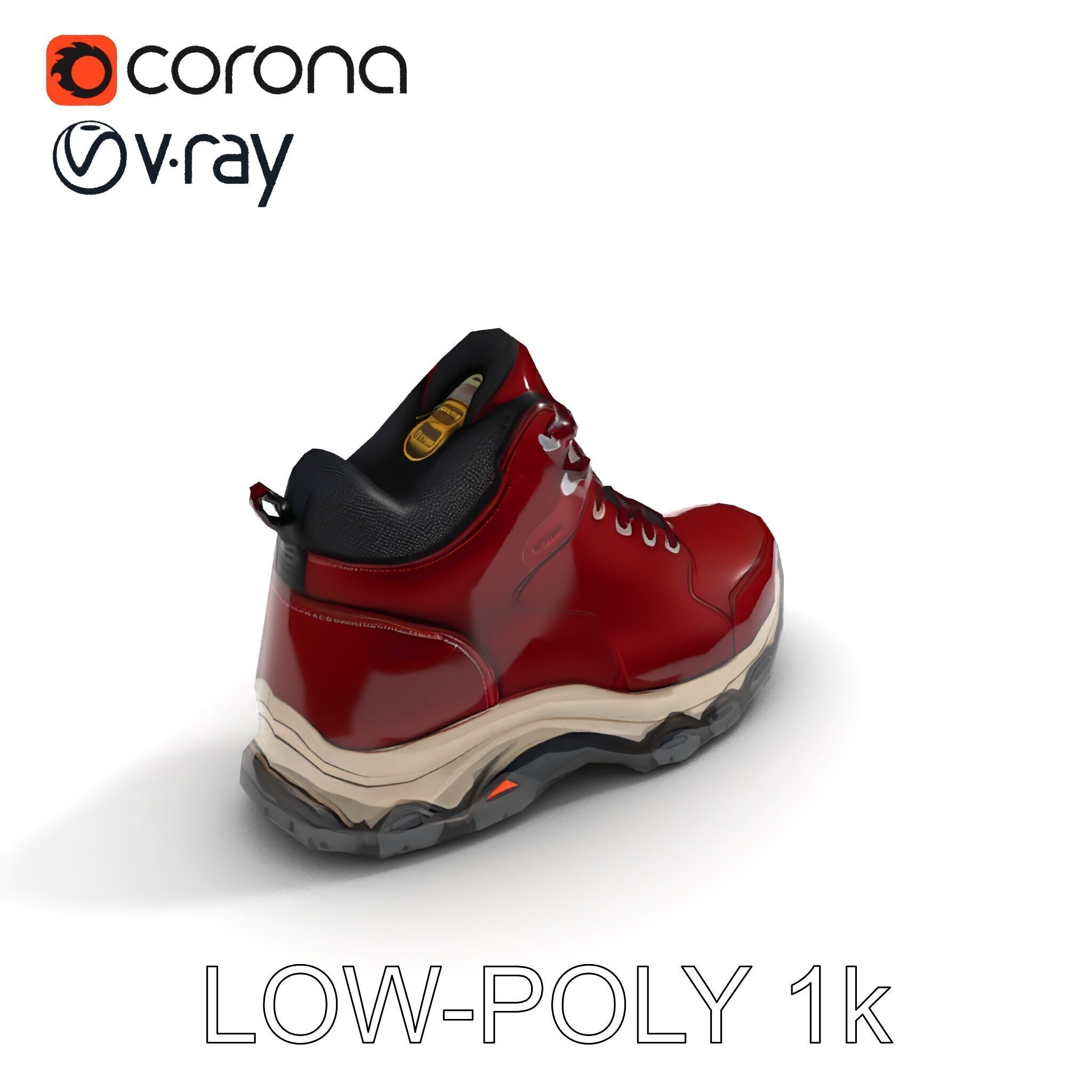 Rugged Hiking Boot D Model Pack Low-poly 3D model_10