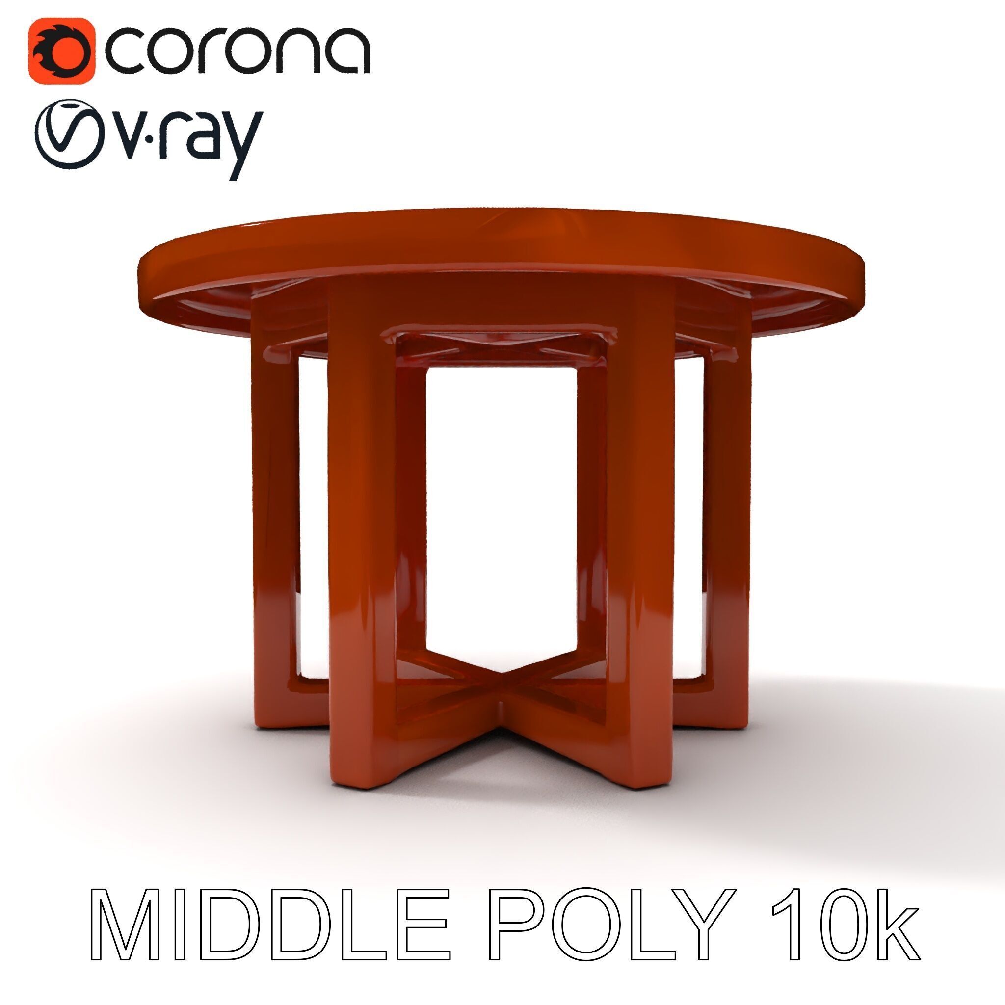 Round Wooden Table Model Pack Low-poly 3D model_6