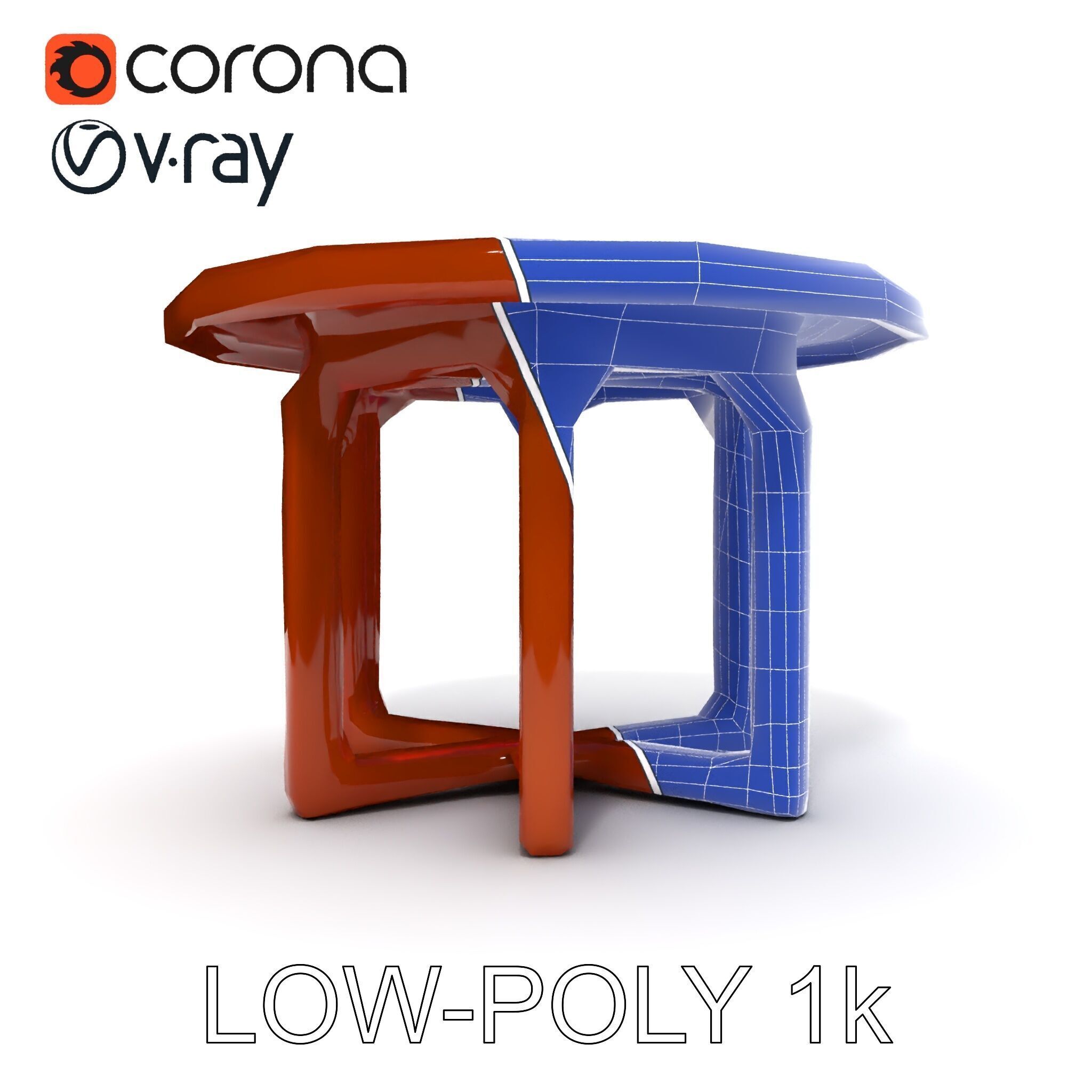 Round Wooden Table Model Pack Low-poly 3D model_9
