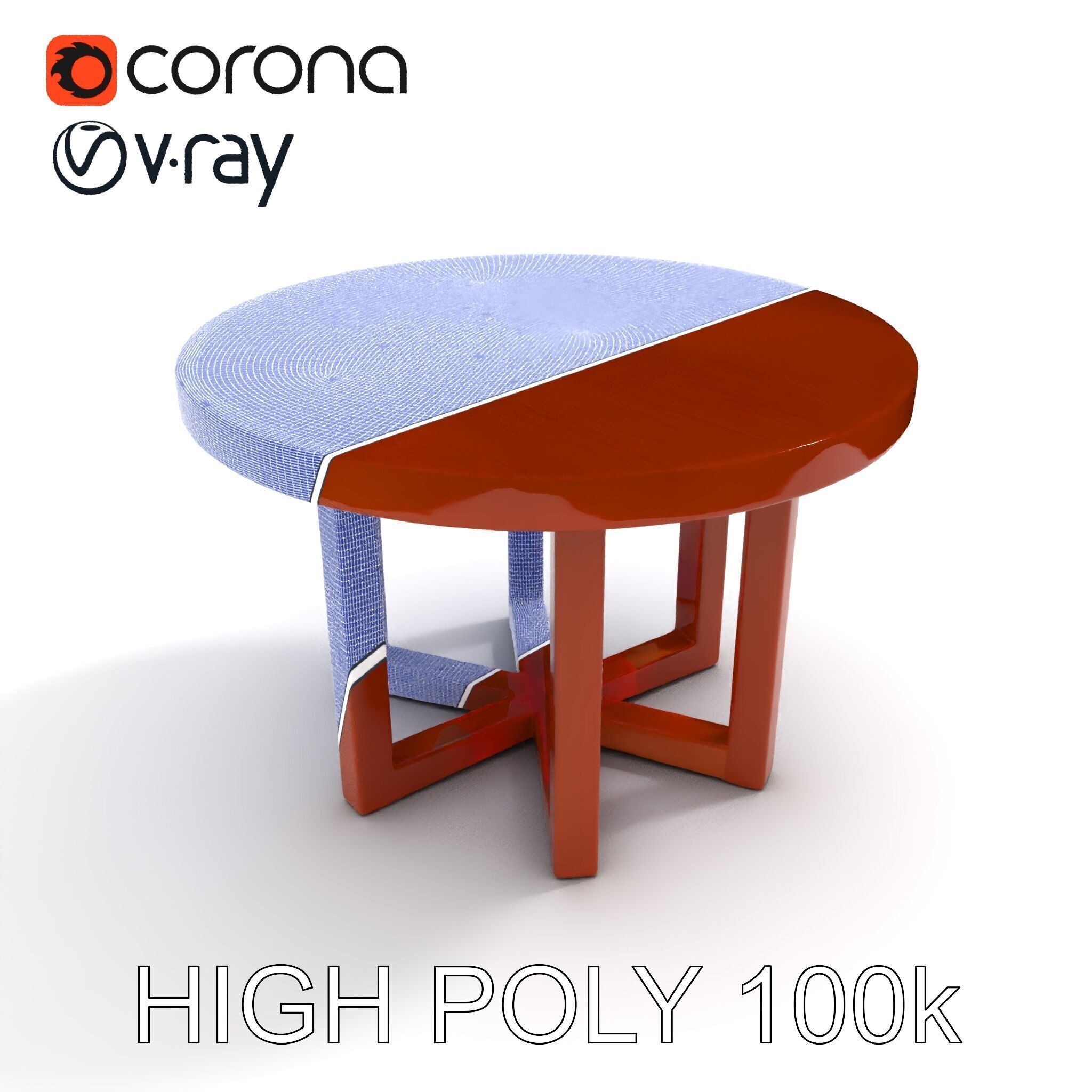 Round Wooden Table Model Pack Low-poly 3D model_15