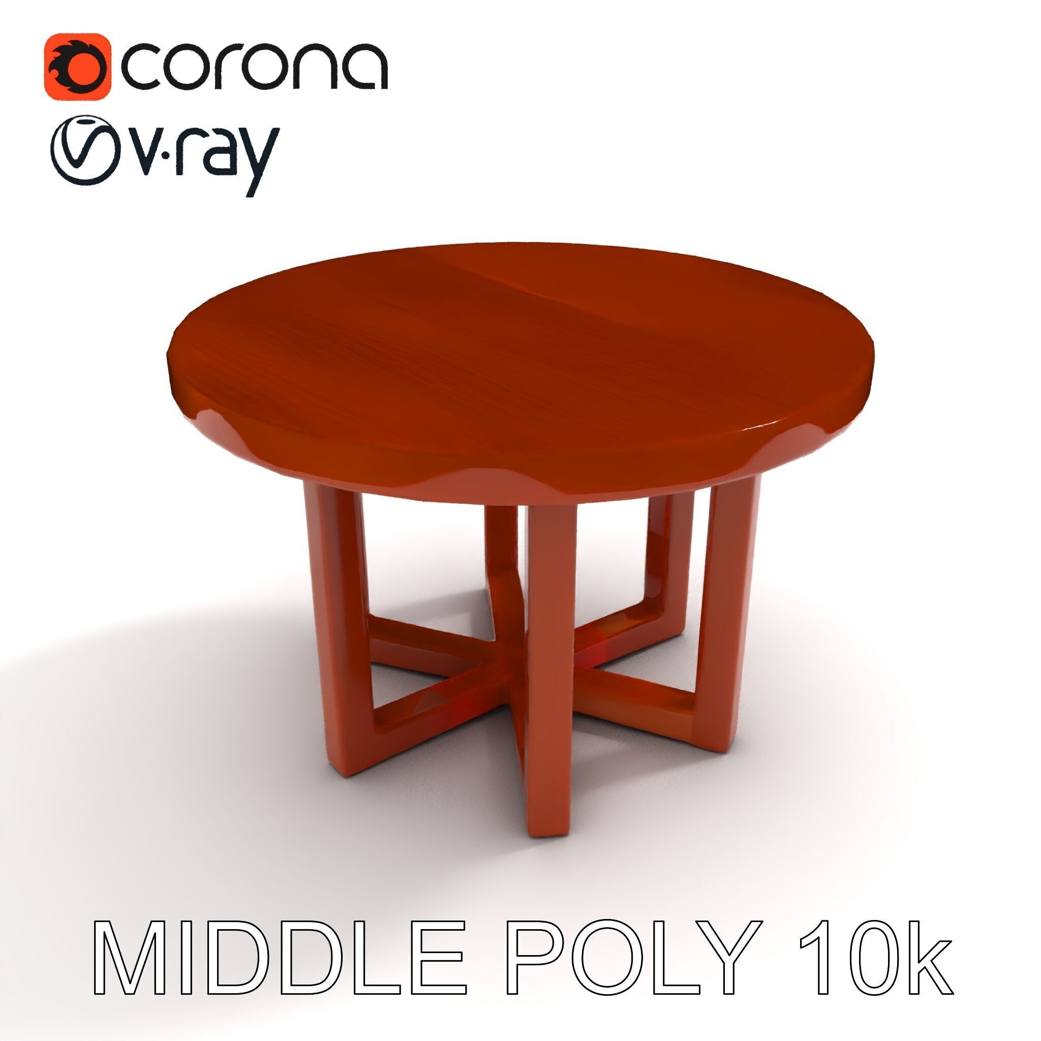 Round Wooden Table Model Pack Low-poly 3D model_21
