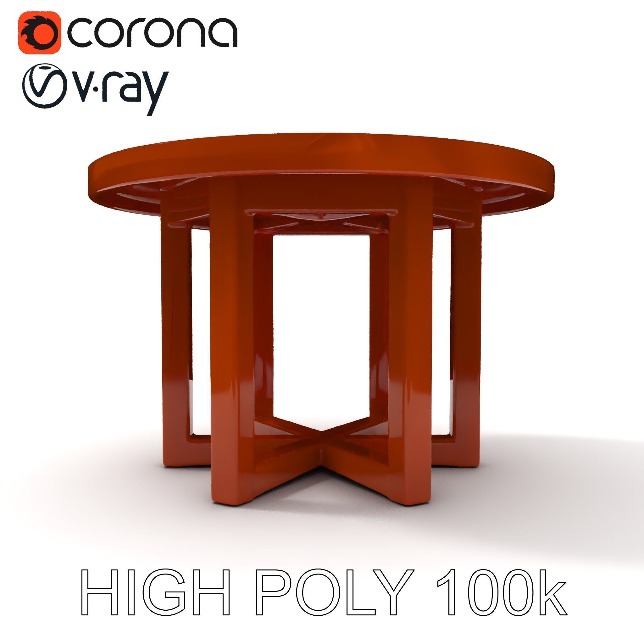 Round Wooden Table Model Pack Low-poly 3D model_28
