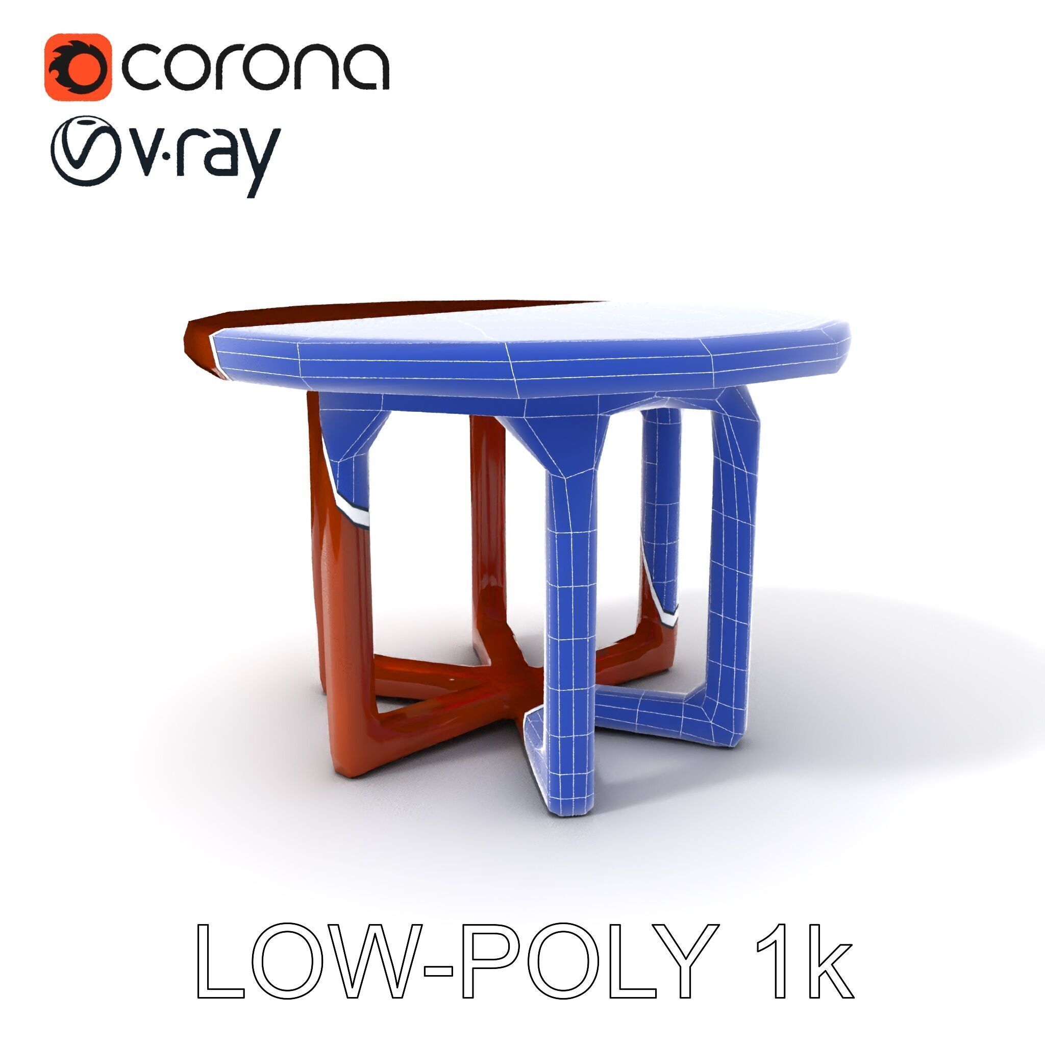 Round Wooden Table Model Pack Low-poly 3D model_24