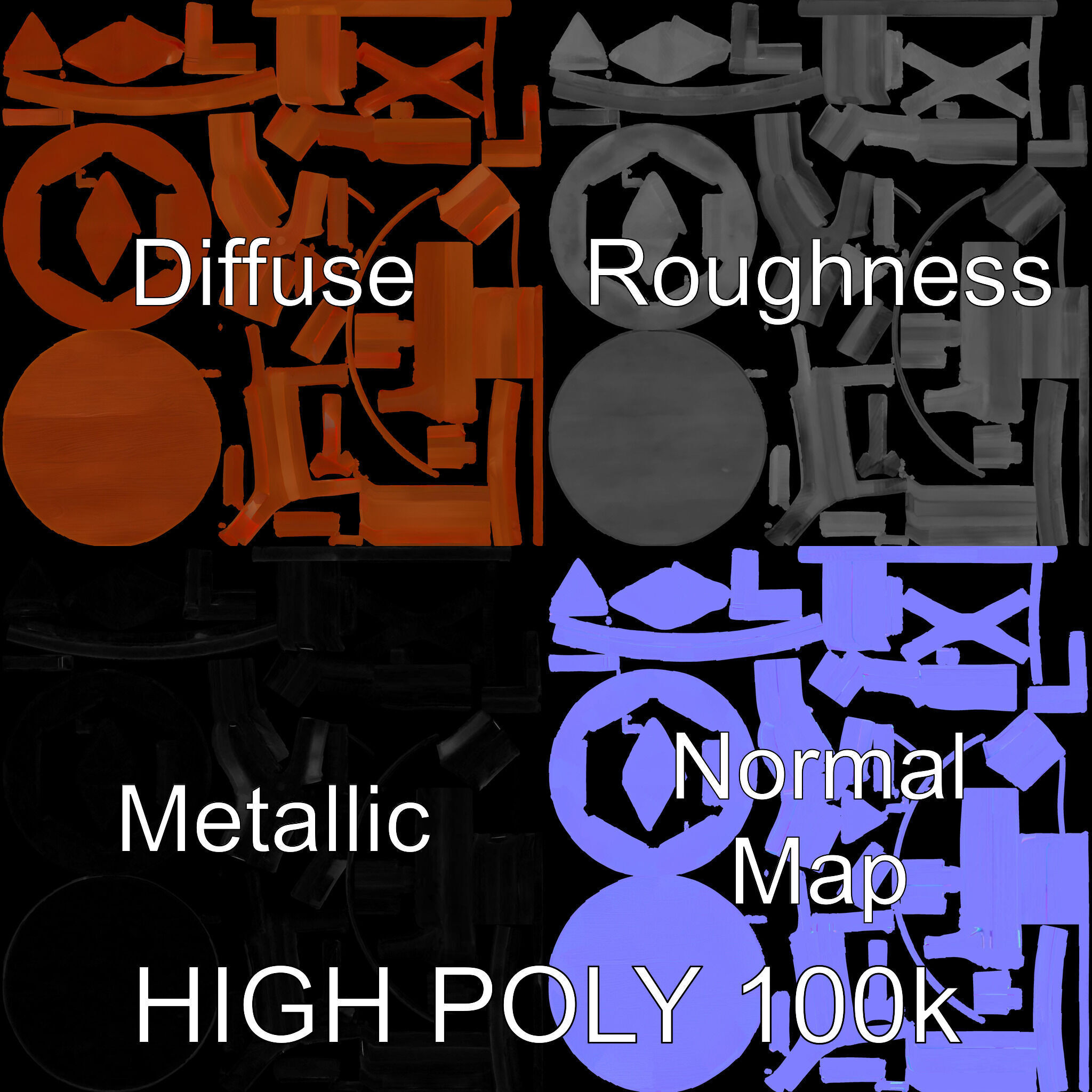 Round Wooden Table Model Pack Low-poly 3D model_2