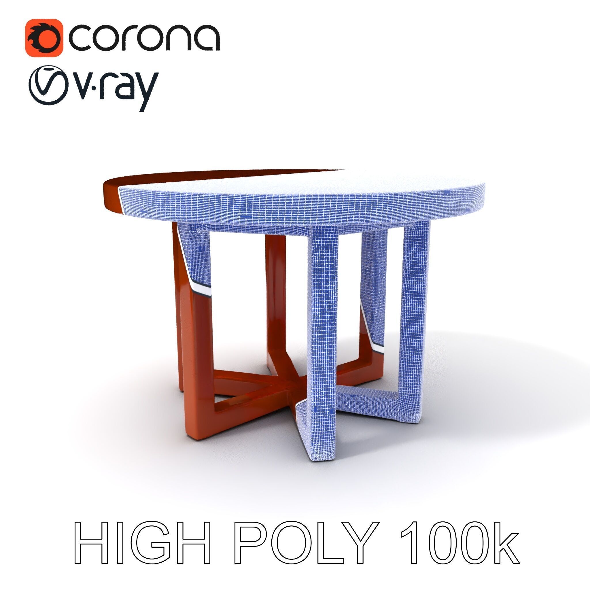 Round Wooden Table Model Pack Low-poly 3D model_4
