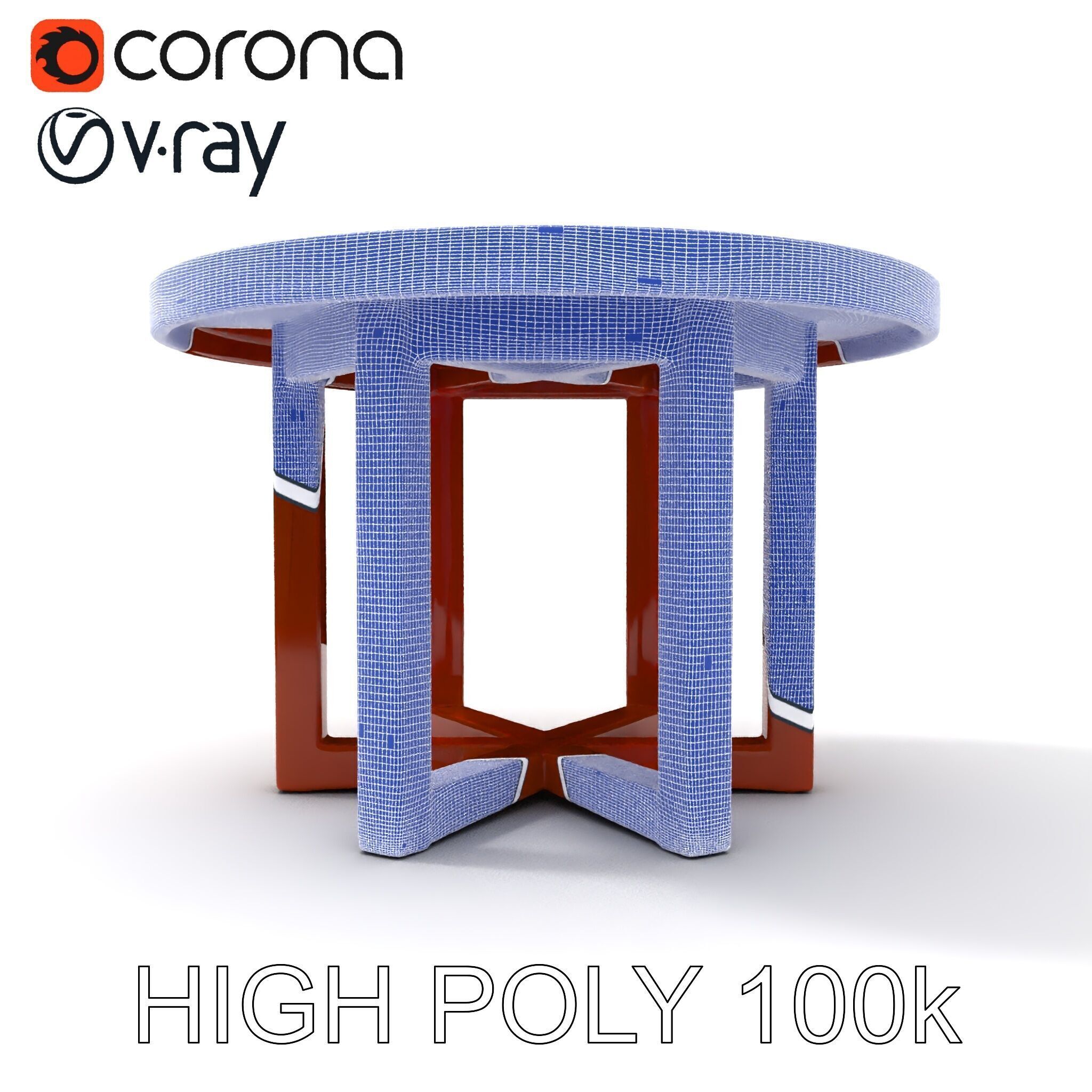 Round Wooden Table Model Pack Low-poly 3D model_31