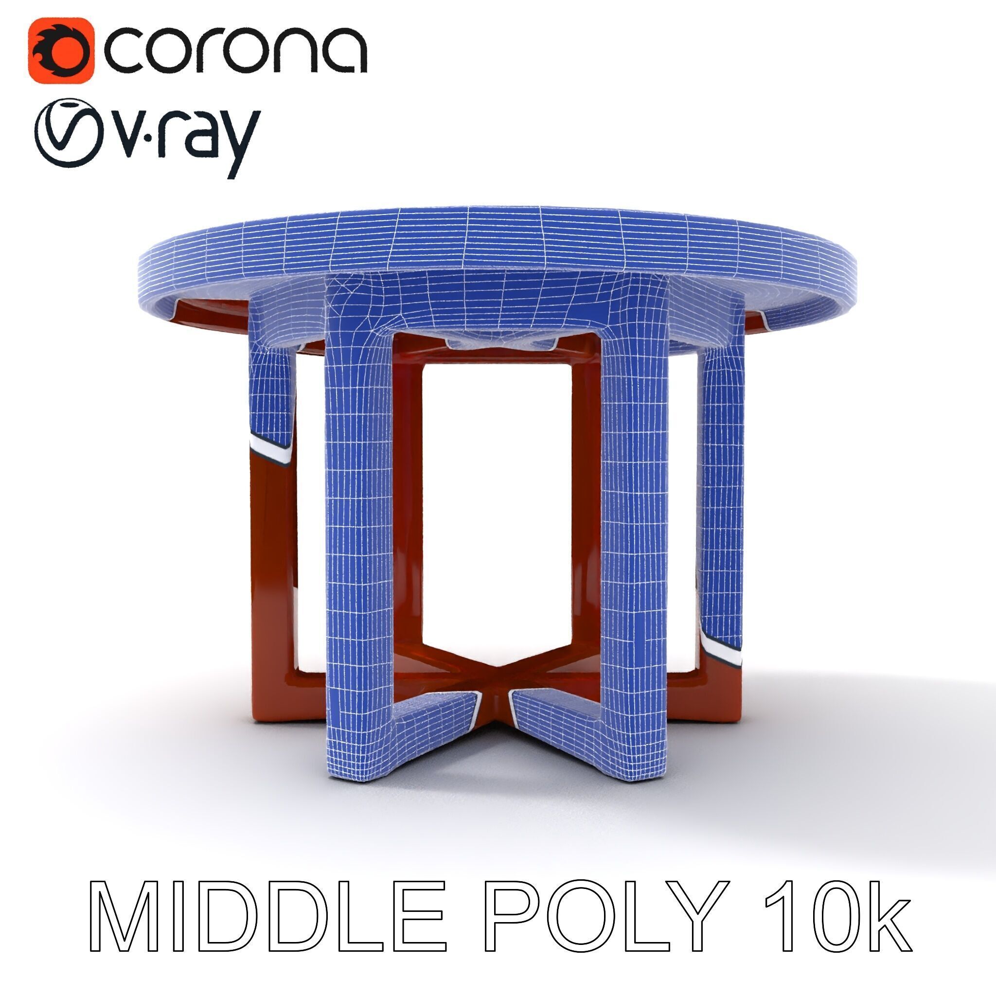 Round Wooden Table Model Pack Low-poly 3D model_8