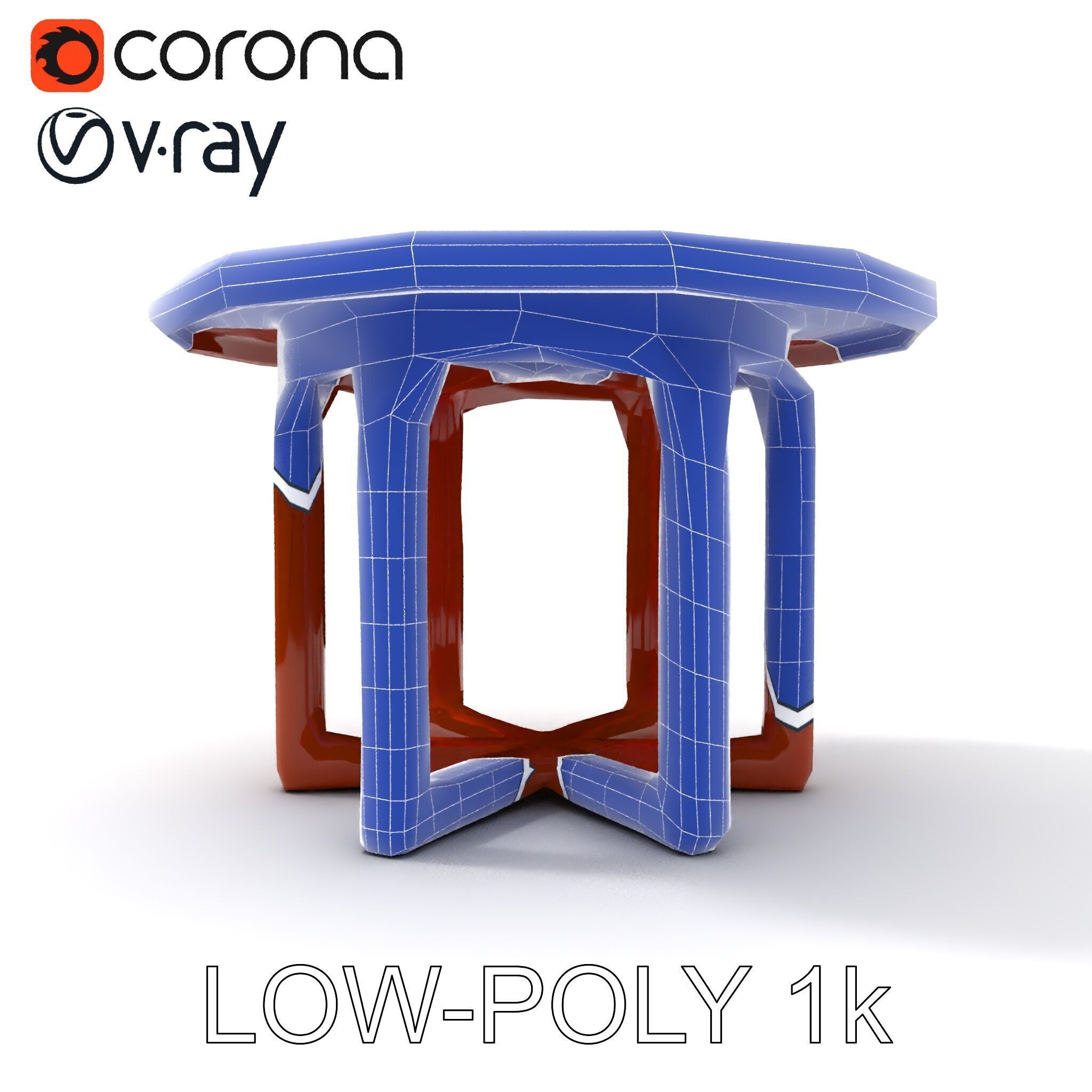 Round Wooden Table Model Pack Low-poly 3D model_14