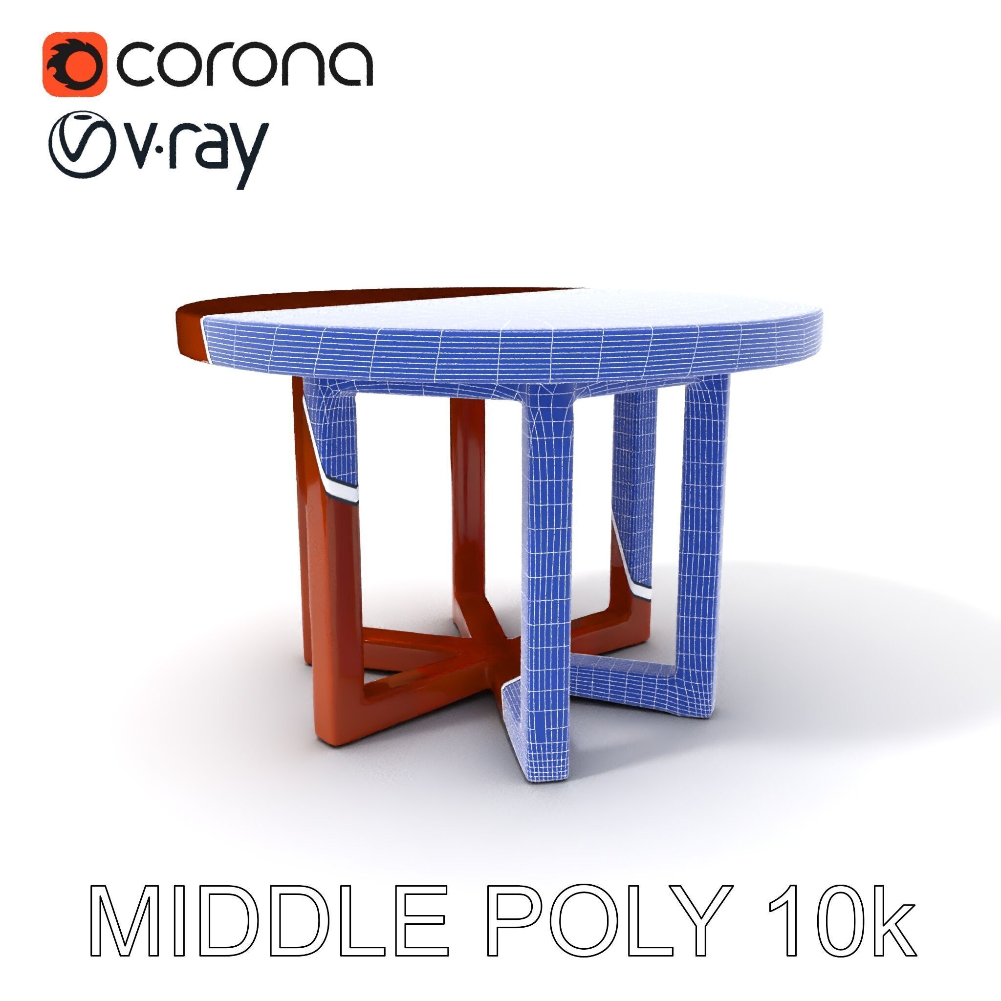 Round Wooden Table Model Pack Low-poly 3D model_26