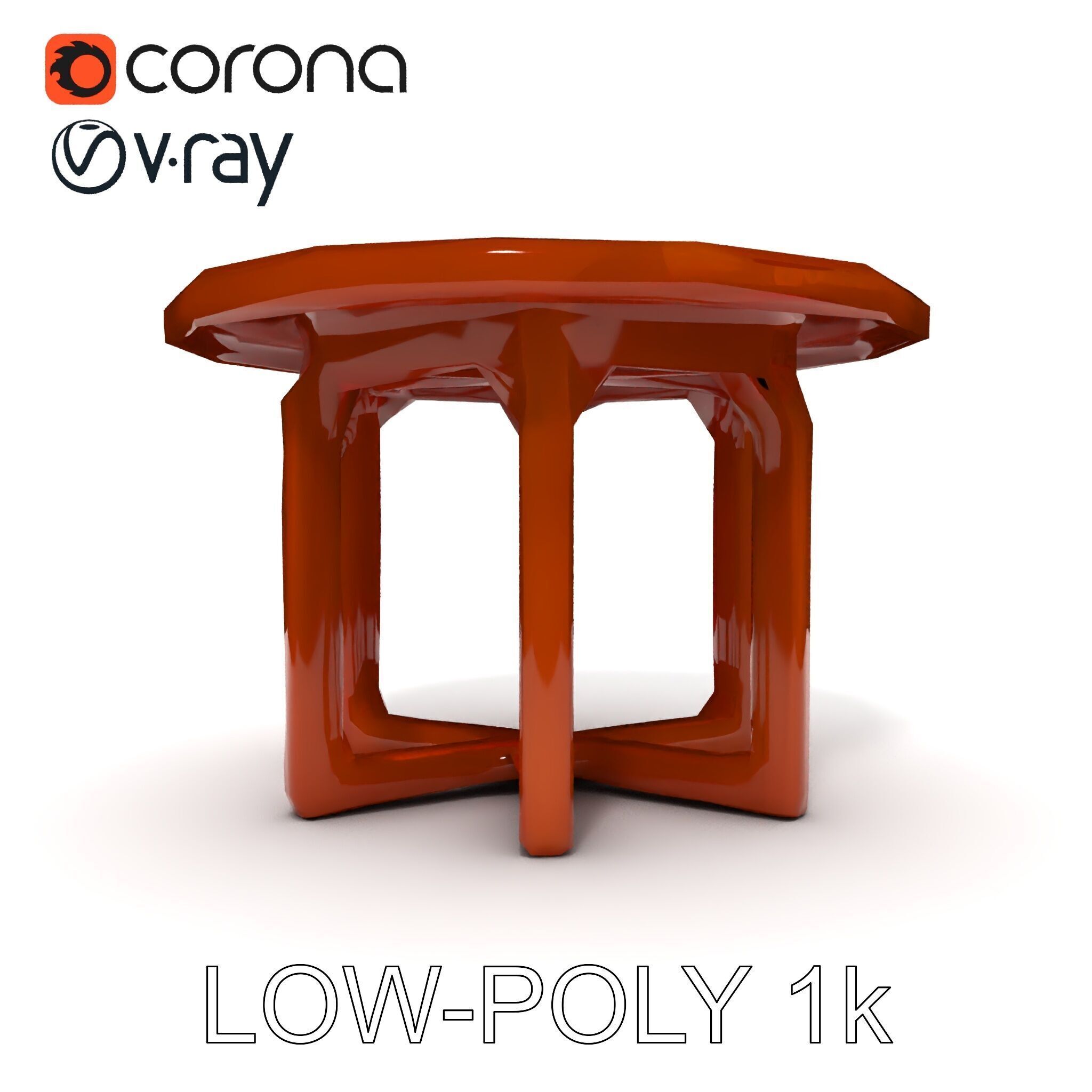 Round Wooden Table Model Pack Low-poly 3D model_22