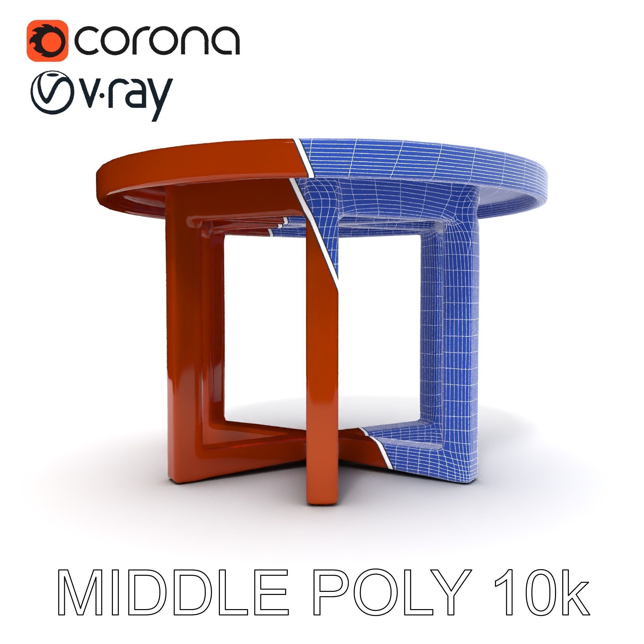 Round Wooden Table Model Pack Low-poly 3D model_16