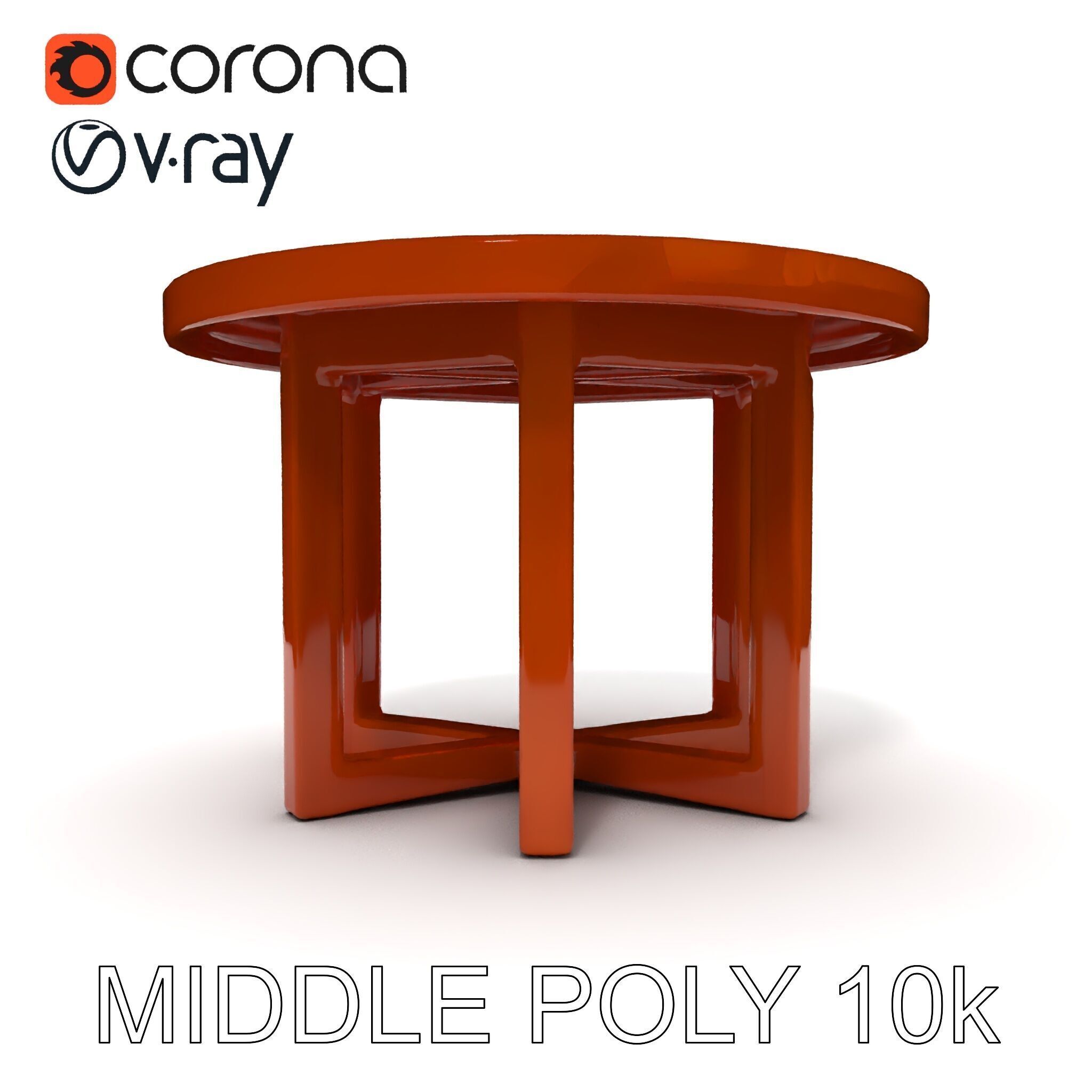 Round Wooden Table Model Pack Low-poly 3D model_13