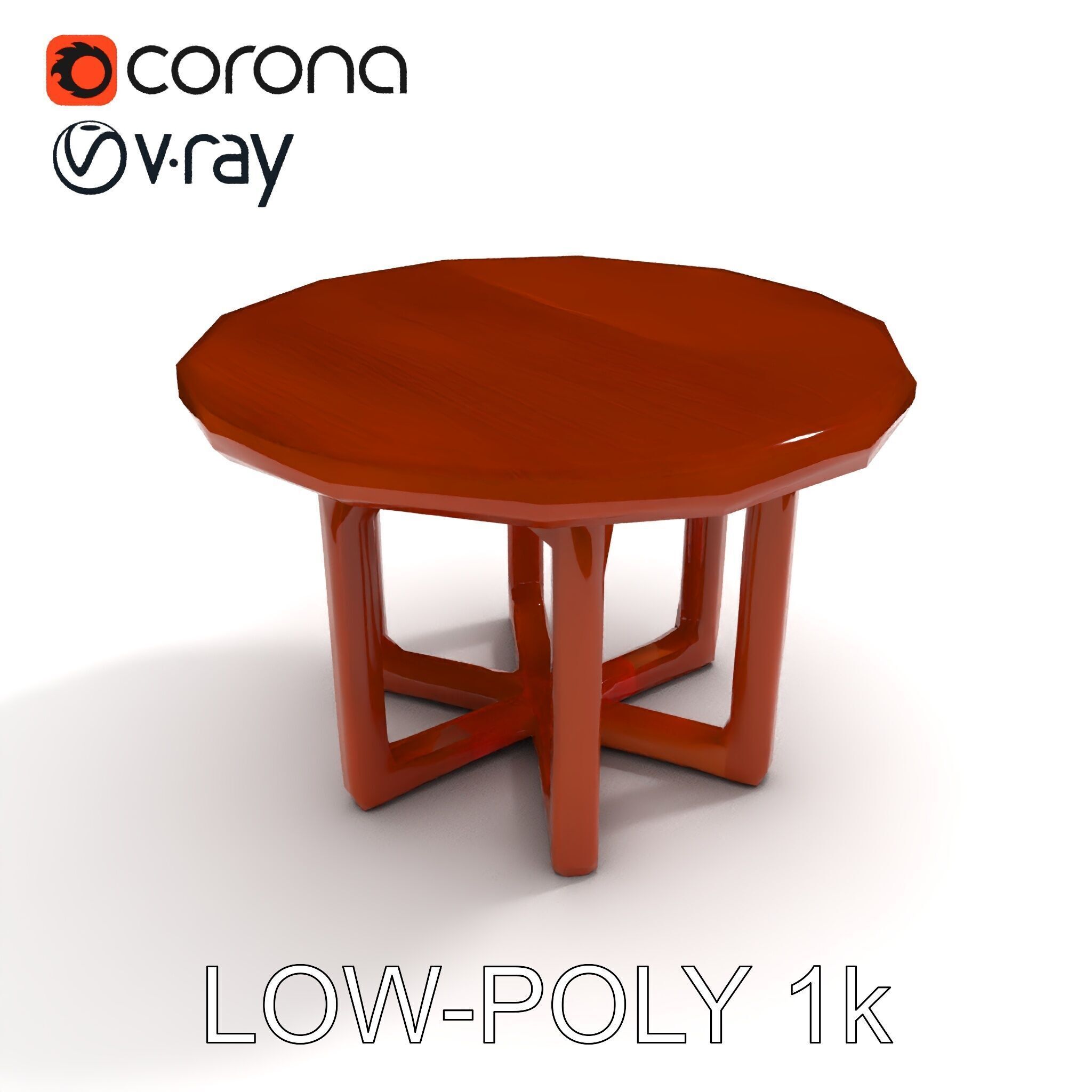 Round Wooden Table Model Pack Low-poly 3D model_17
