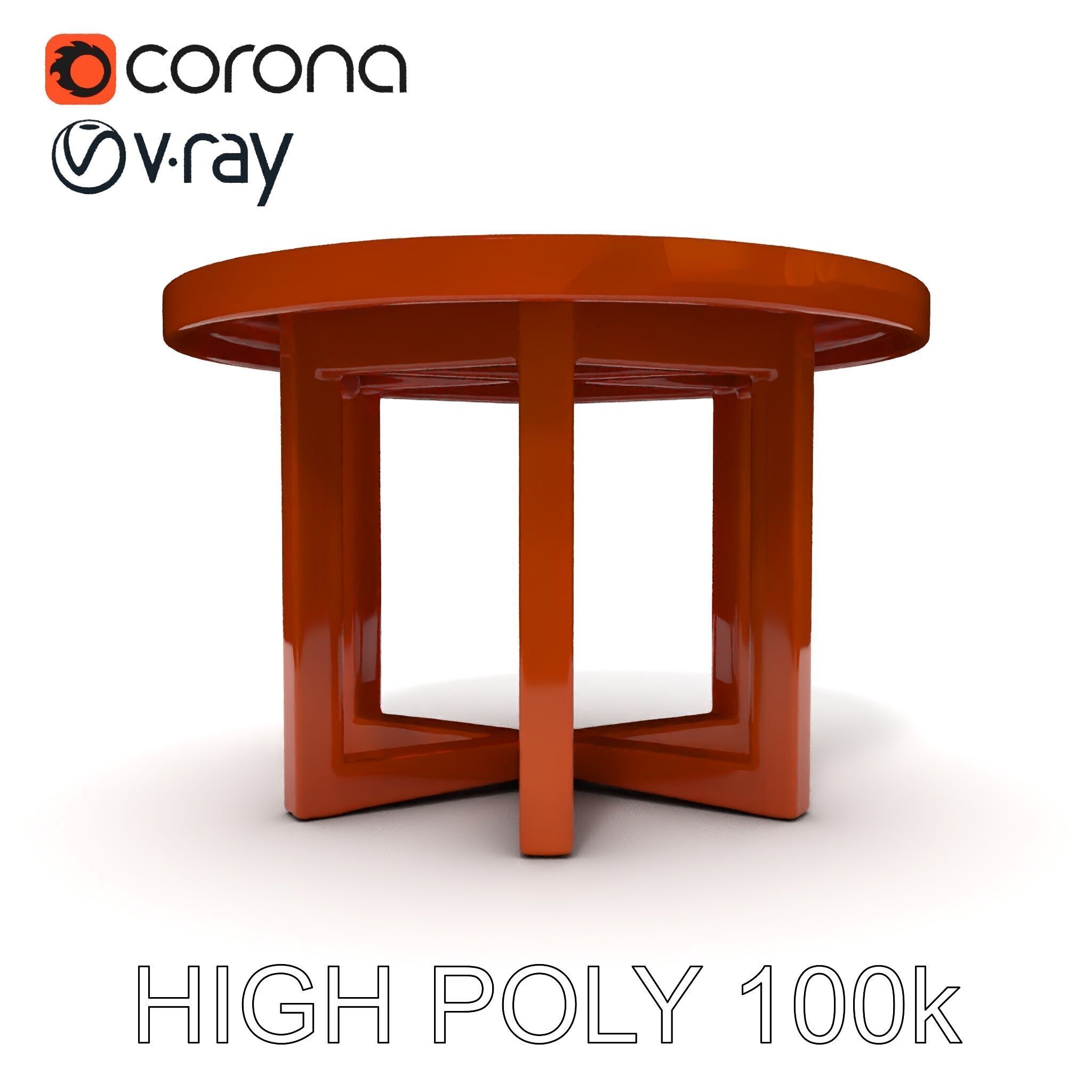 Round Wooden Table Model Pack Low-poly 3D model_10