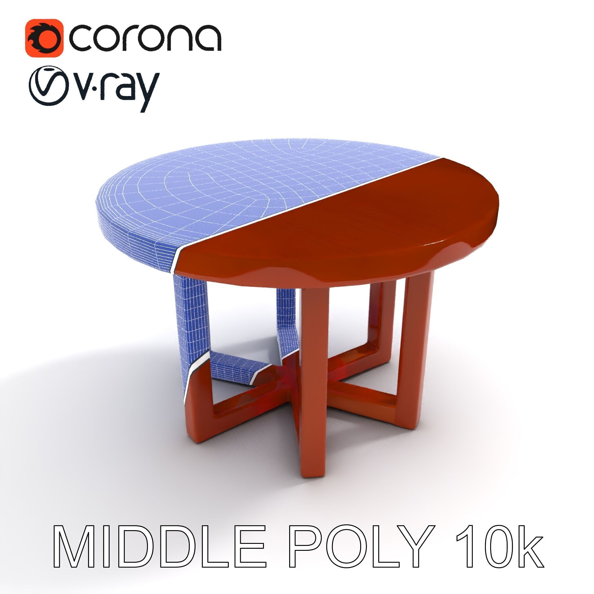 Round Wooden Table Model Pack Low-poly 3D model_23