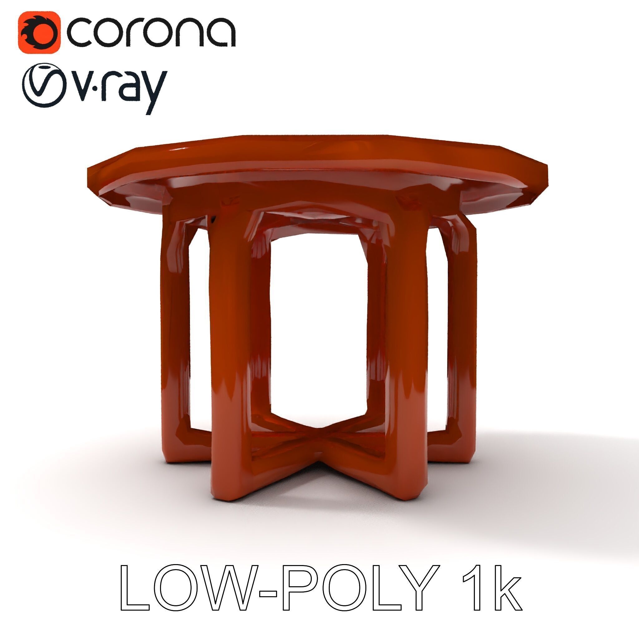Round Wooden Table Model Pack Low-poly 3D model_30