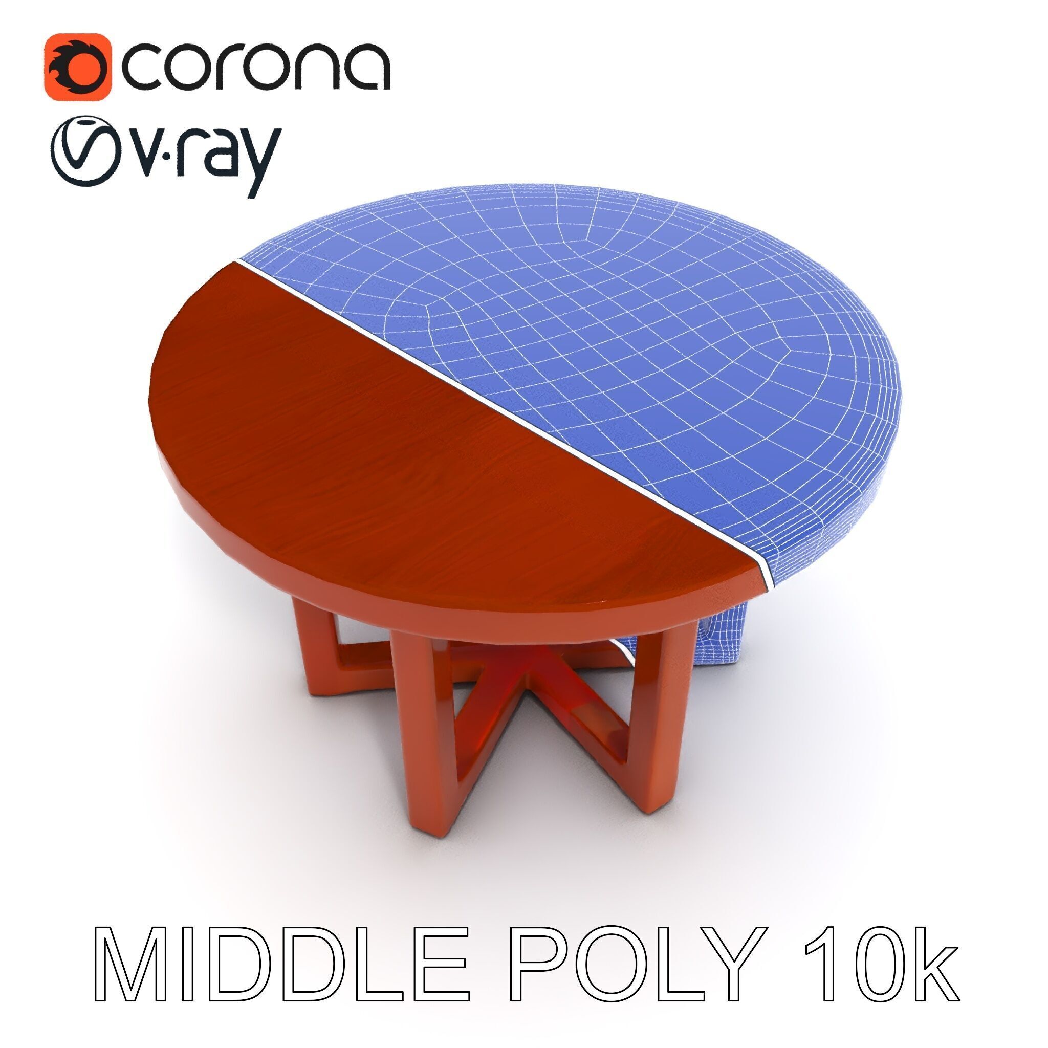 Round Wooden Table Model Pack Low-poly 3D model_29