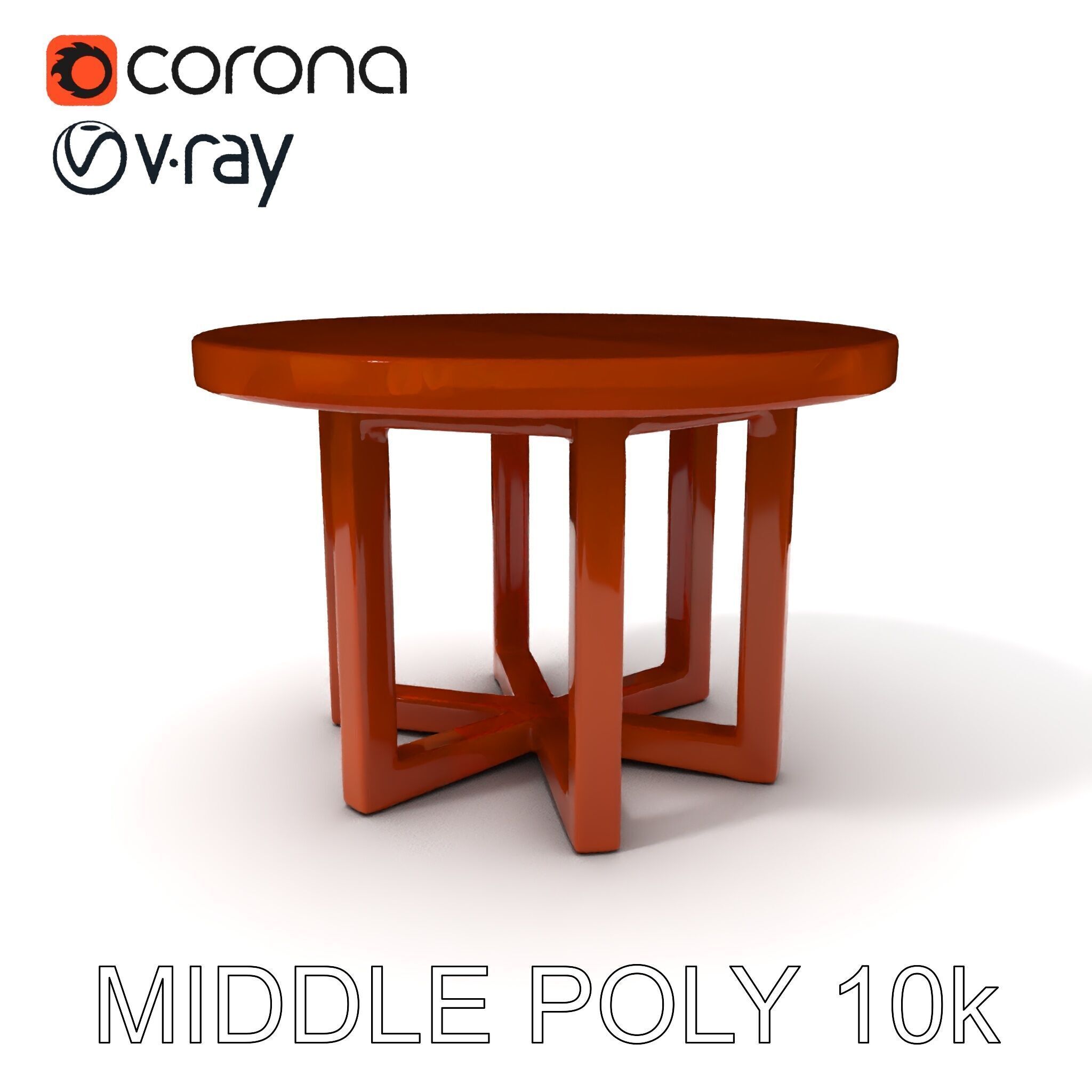 Round Wooden Table Model Pack Low-poly 3D model_18