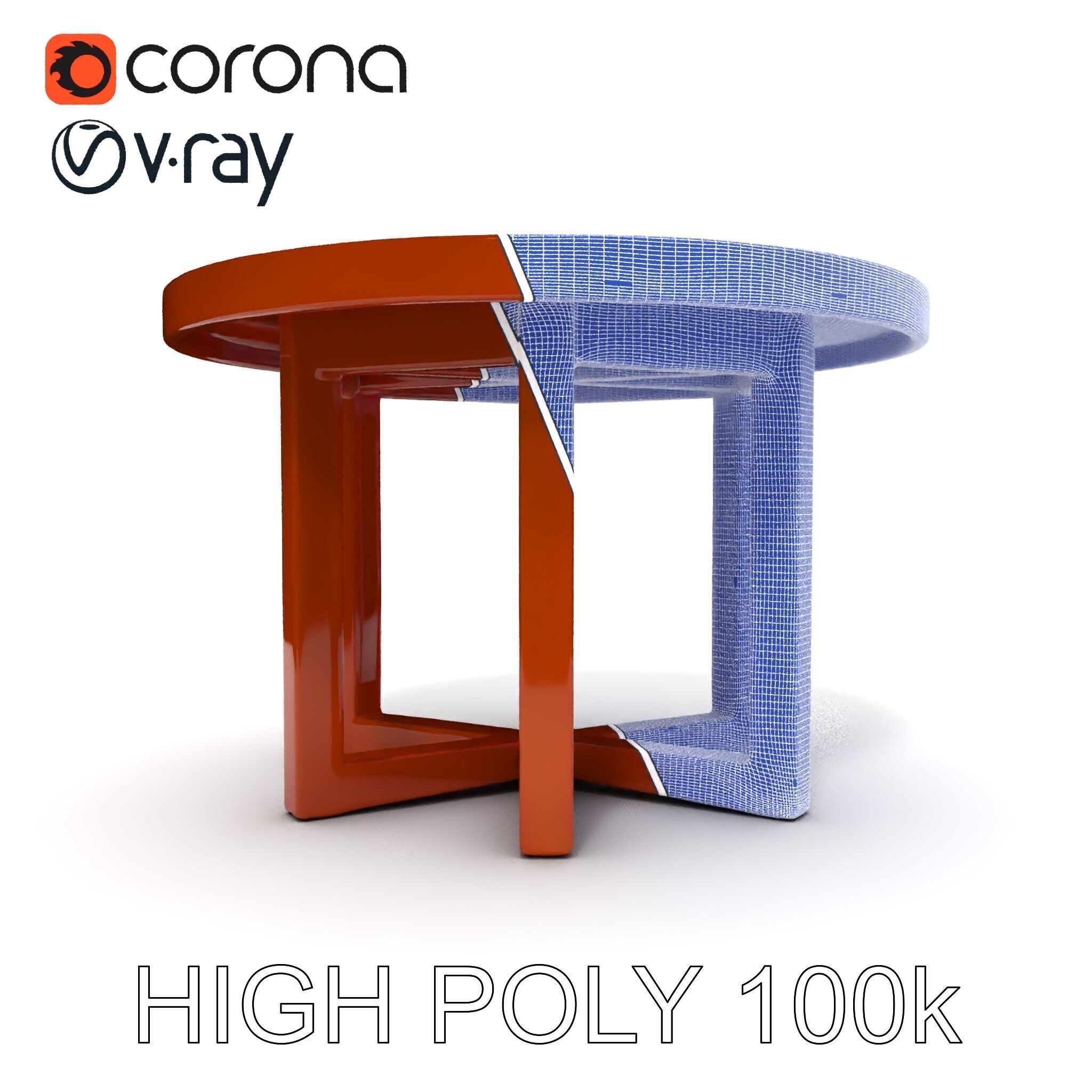 Round Wooden Table Model Pack Low-poly 3D model_34