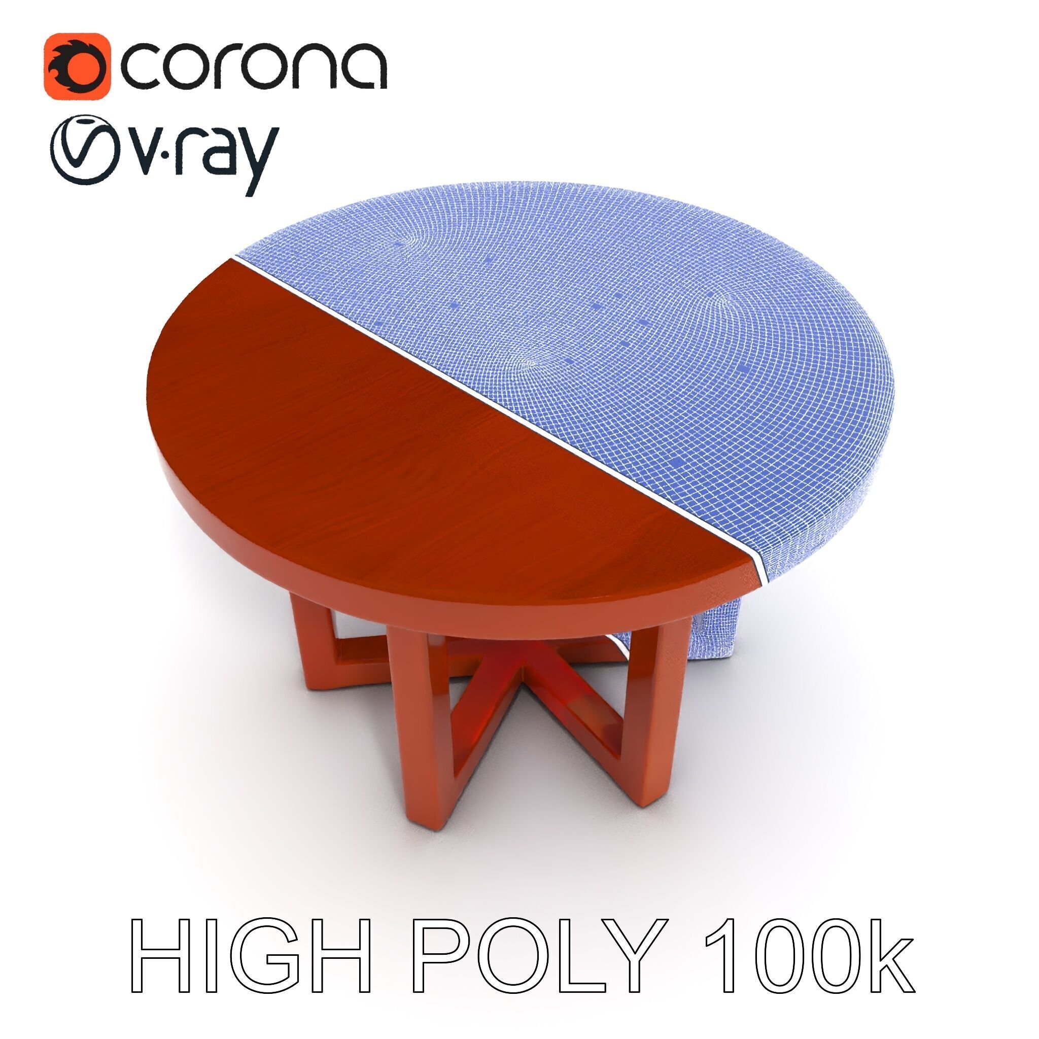 Round Wooden Table Model Pack Low-poly 3D model_20