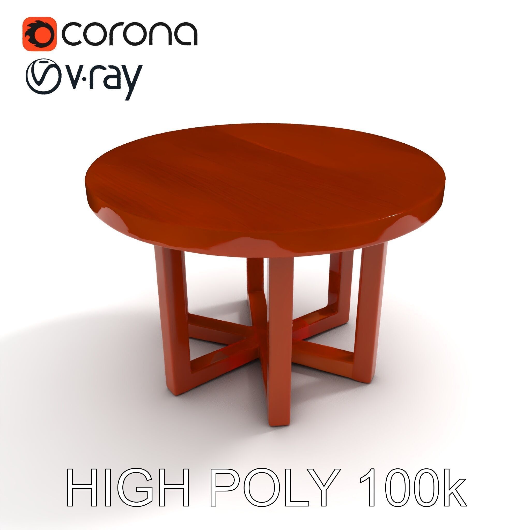 Round Wooden Table Model Pack Low-poly 3D model_25