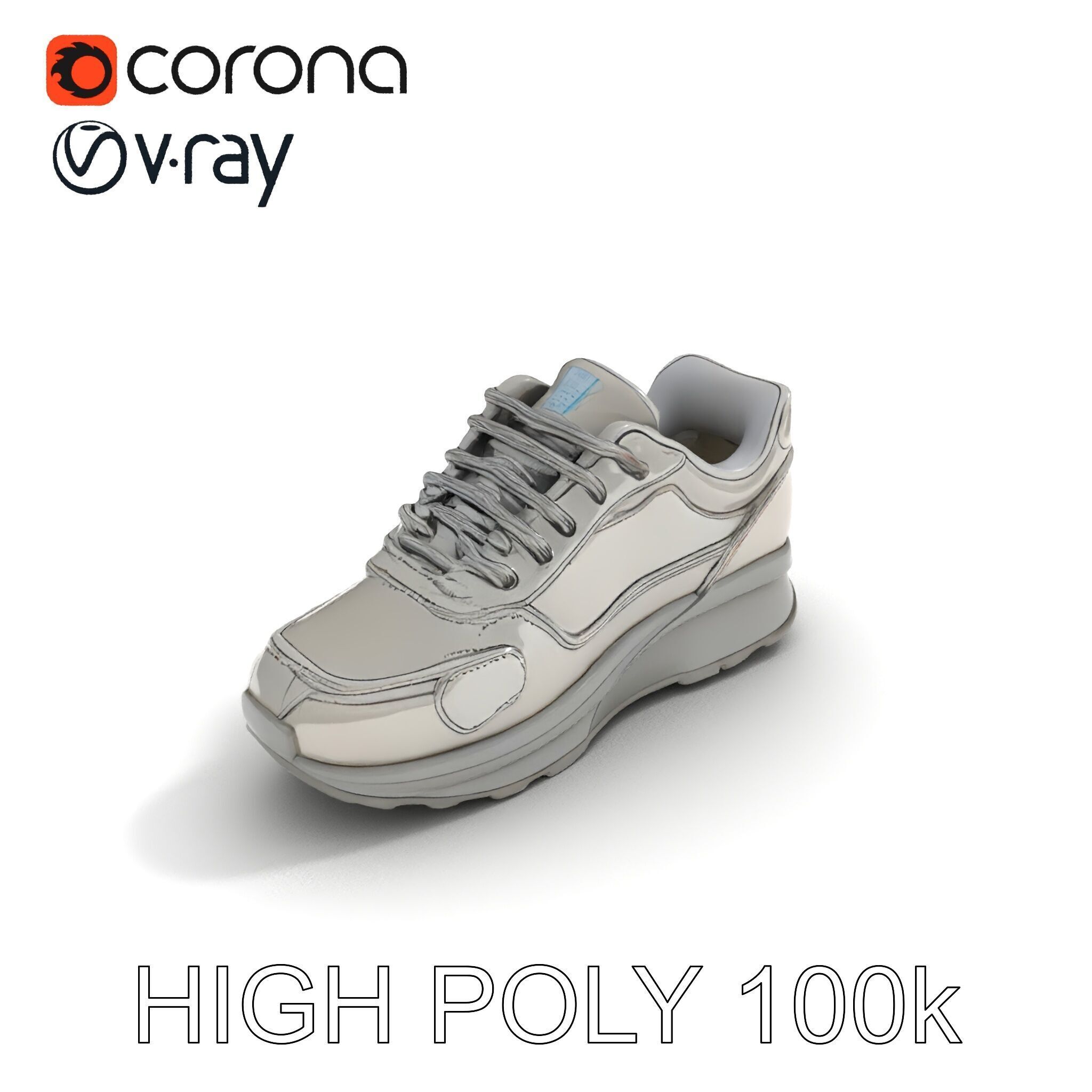 Futuristic Metallic Sneaker Model Pack Low-poly 3D model_10