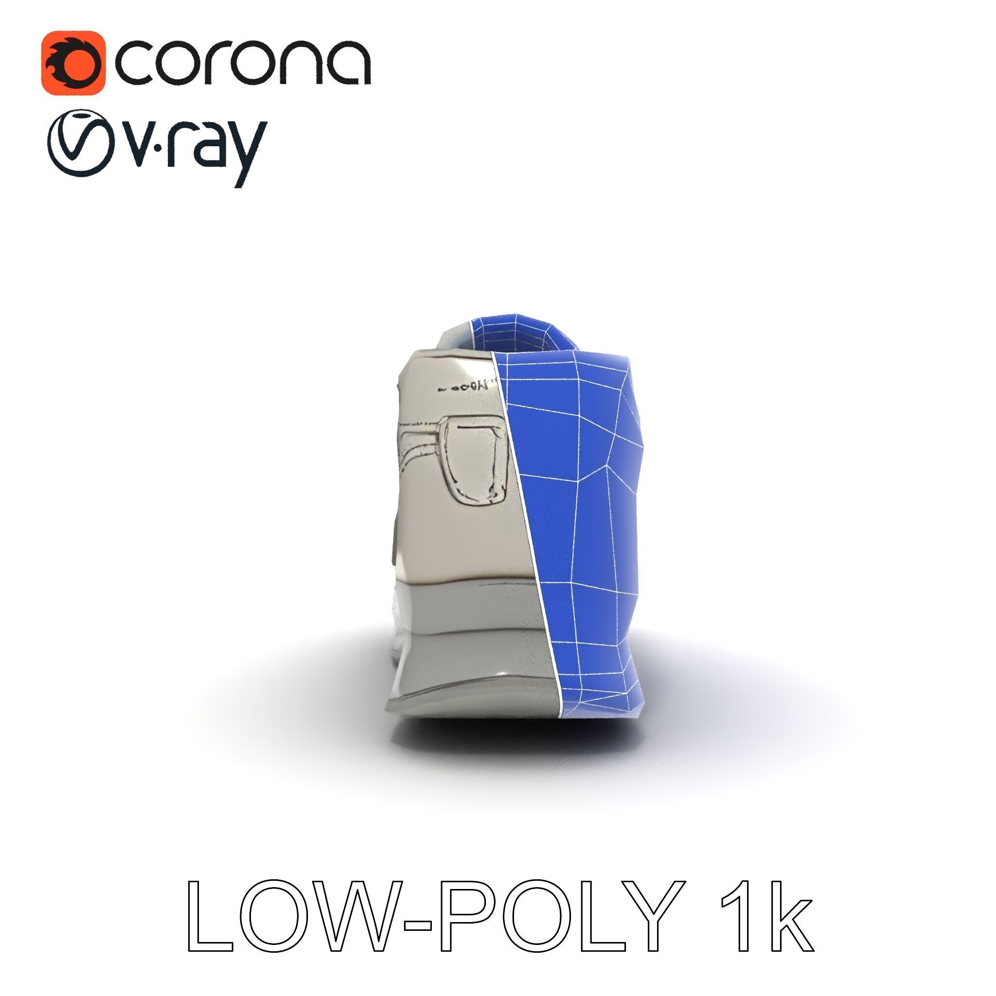 Futuristic Metallic Sneaker Model Pack Low-poly 3D model_7