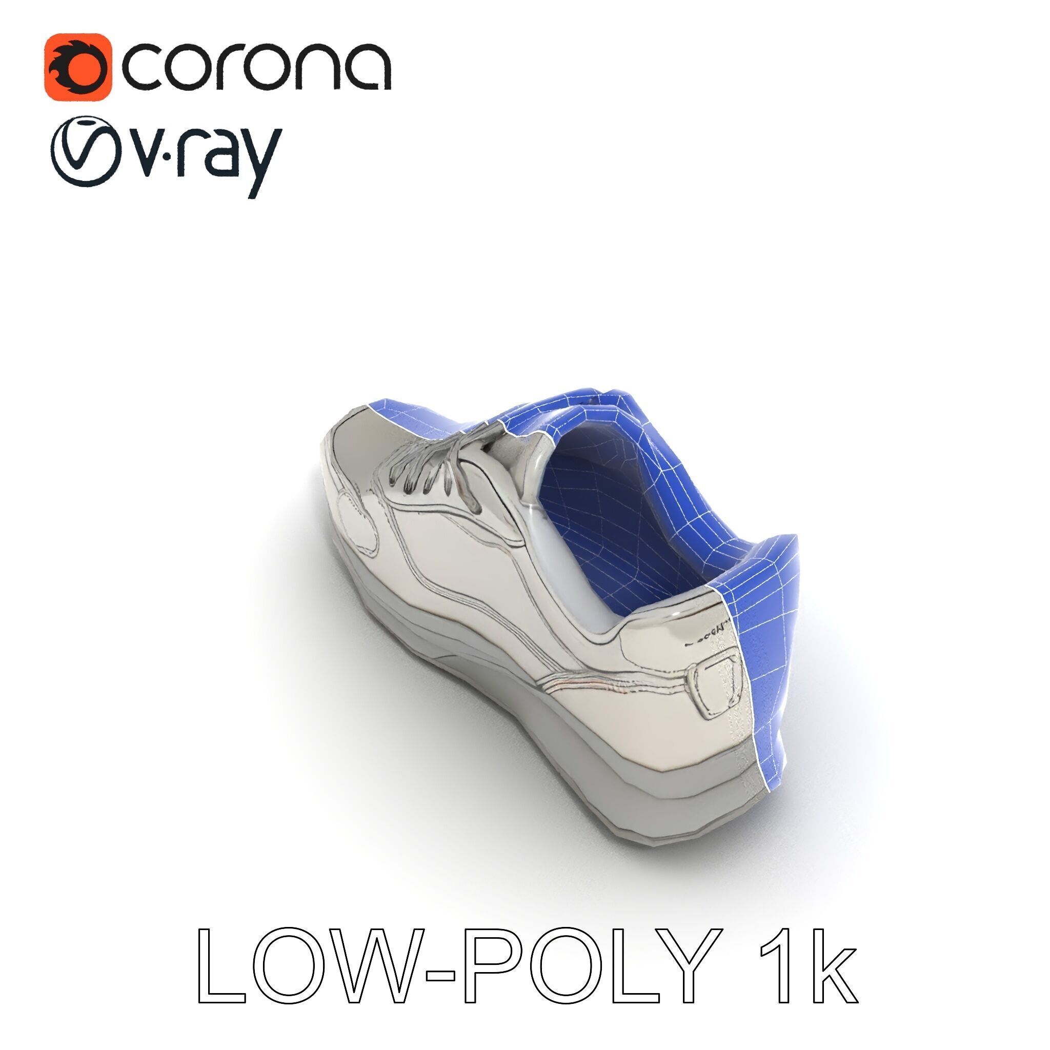 Futuristic Metallic Sneaker Model Pack Low-poly 3D model_21