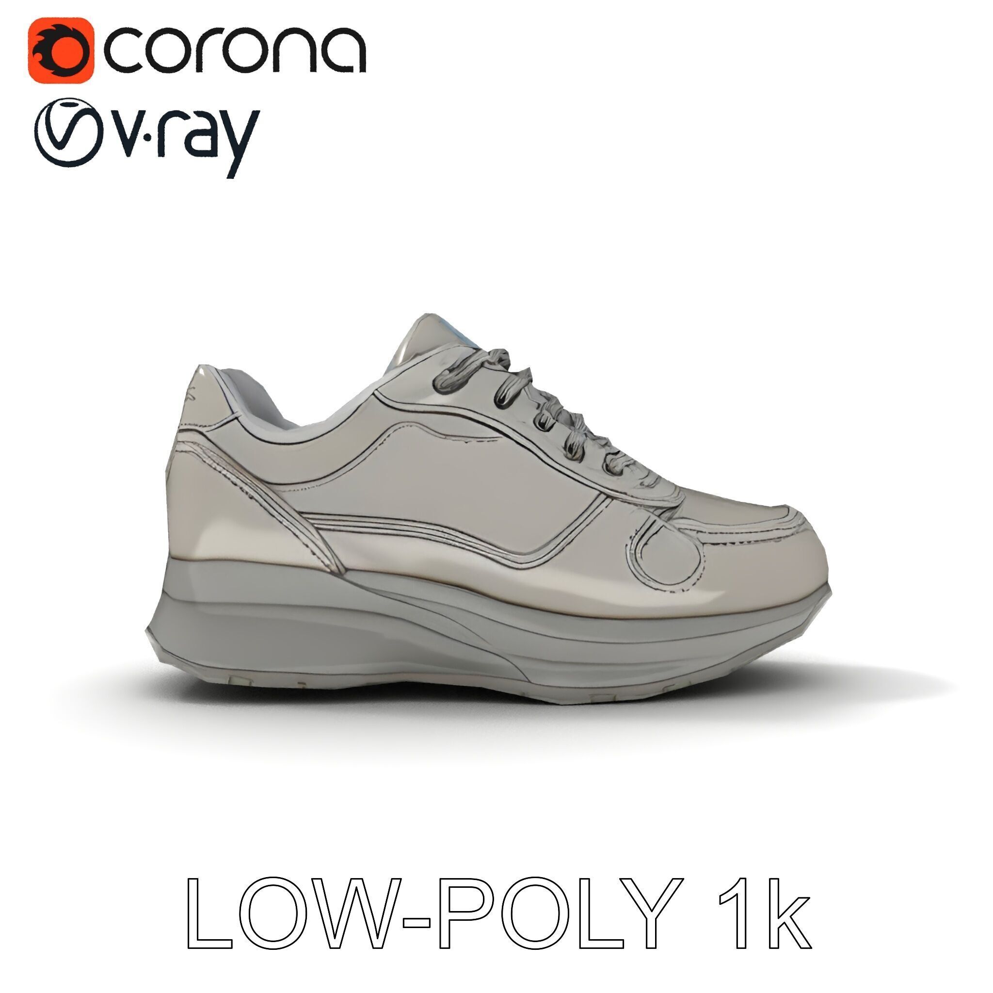 Futuristic Metallic Sneaker Model Pack Low-poly 3D model_9