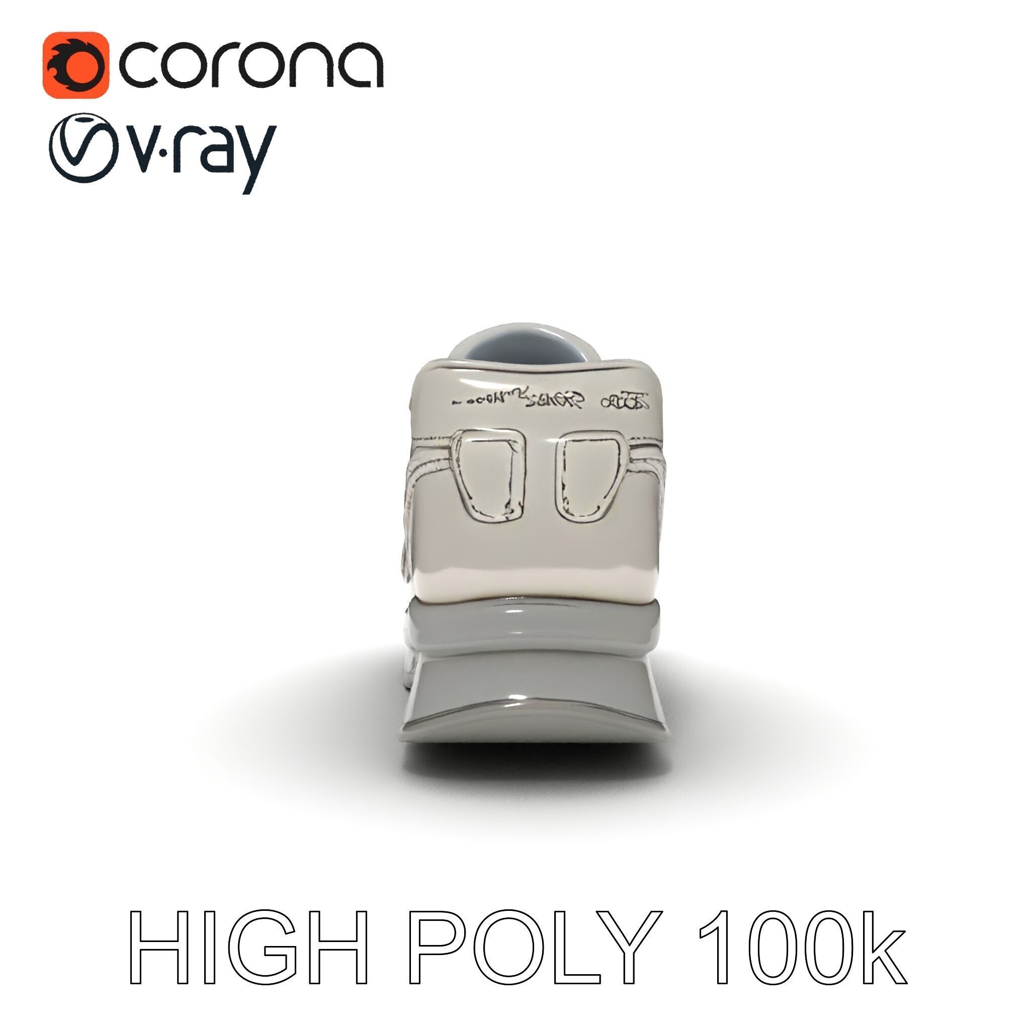 Futuristic Metallic Sneaker Model Pack Low-poly 3D model_19