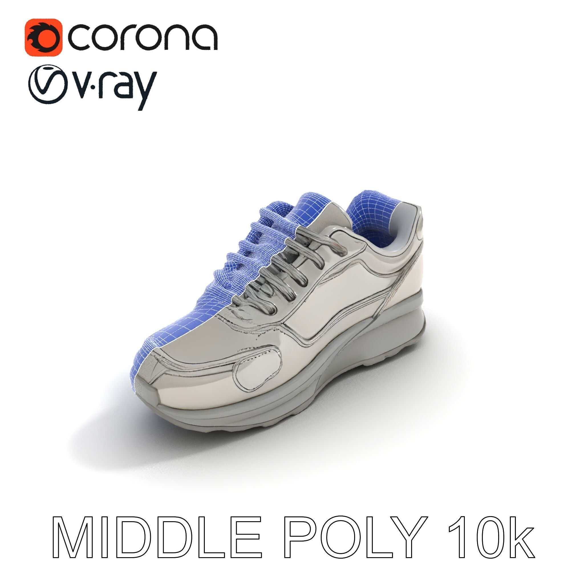 Futuristic Metallic Sneaker Model Pack Low-poly 3D model_8