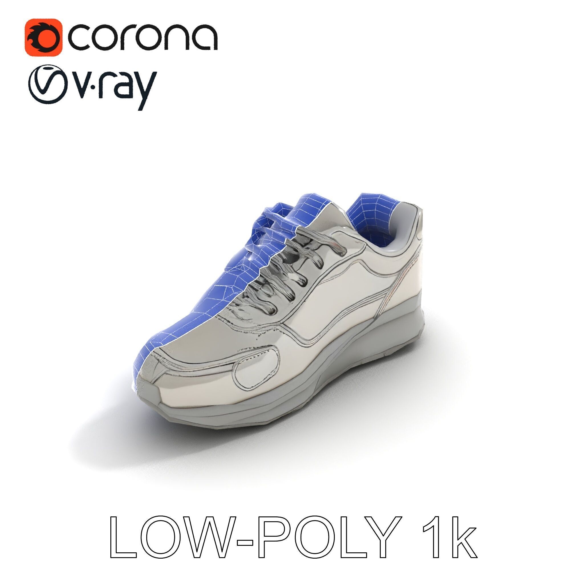 Futuristic Metallic Sneaker Model Pack Low-poly 3D model_34