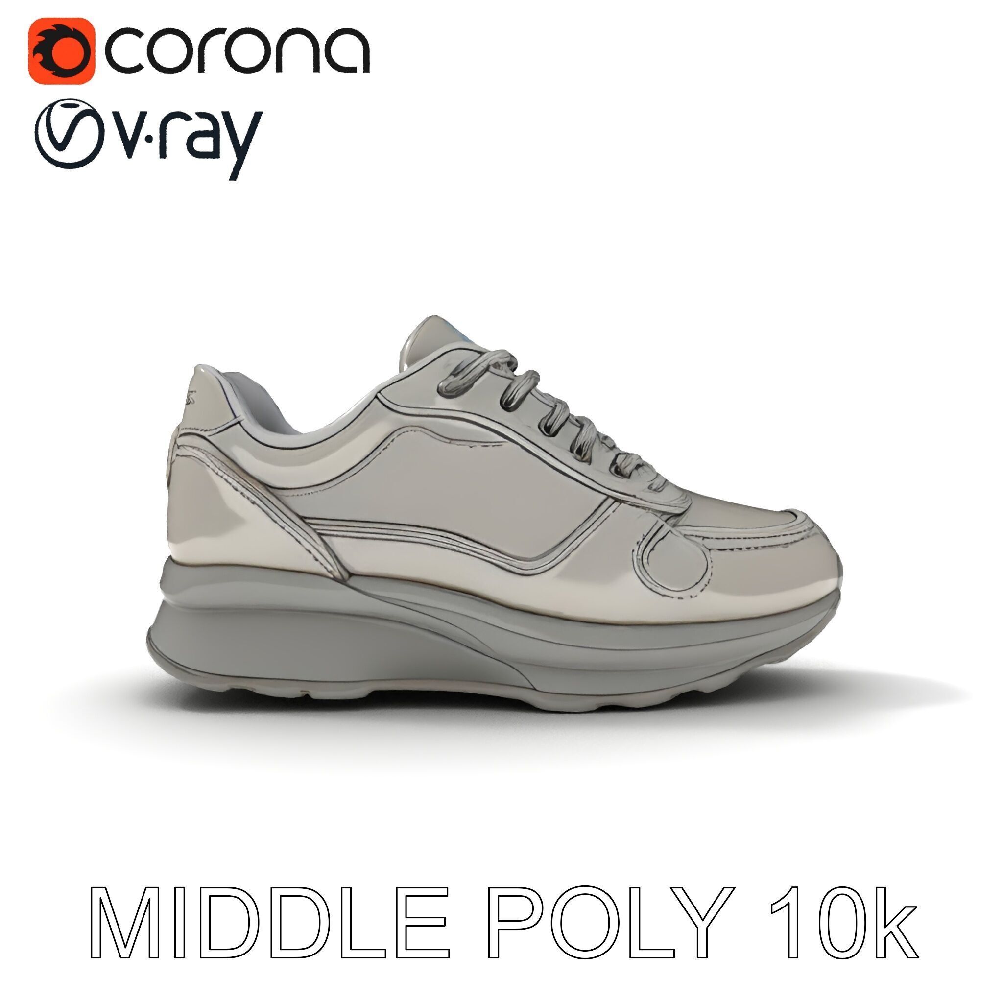 Futuristic Metallic Sneaker Model Pack Low-poly 3D model_11