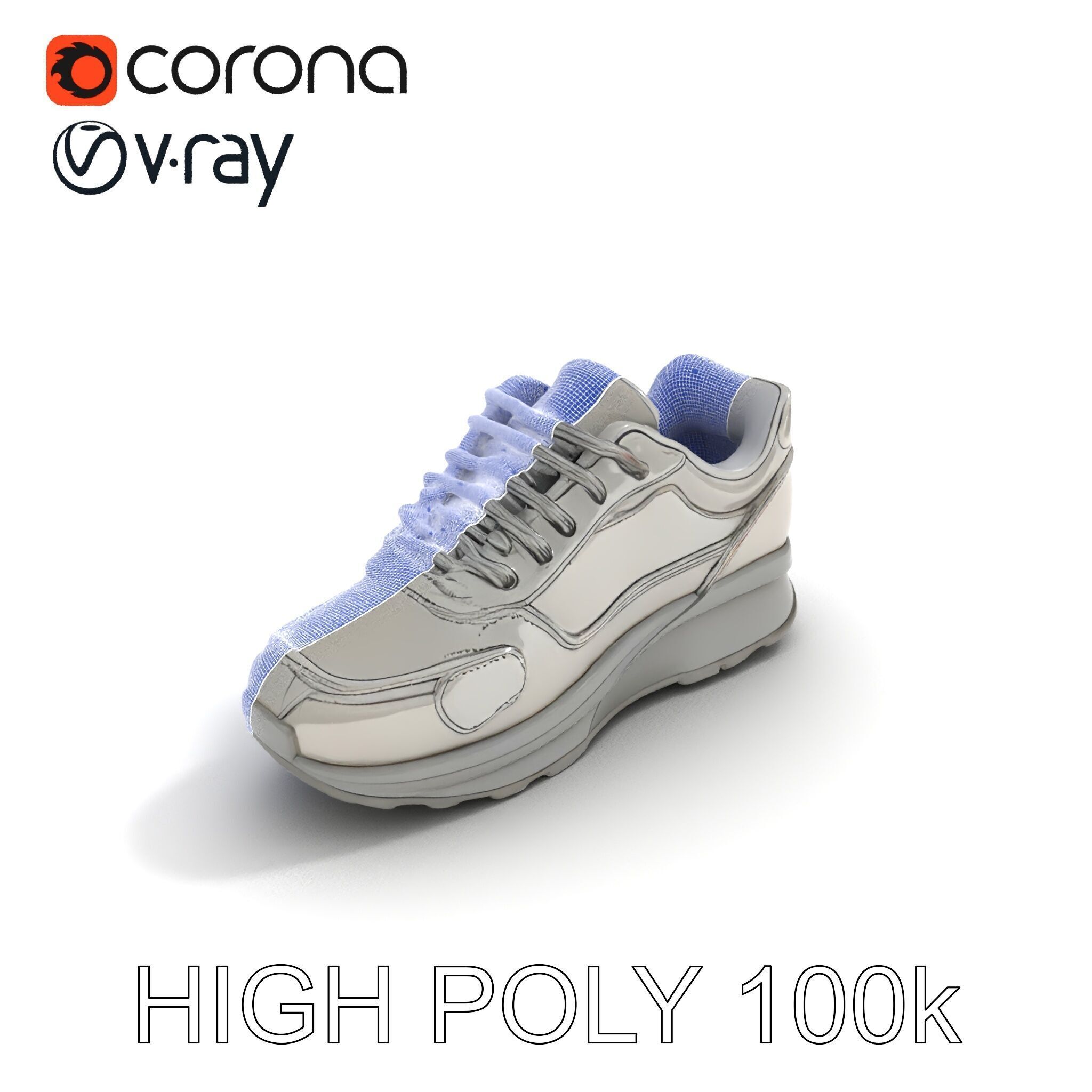 Futuristic Metallic Sneaker Model Pack Low-poly 3D model_35