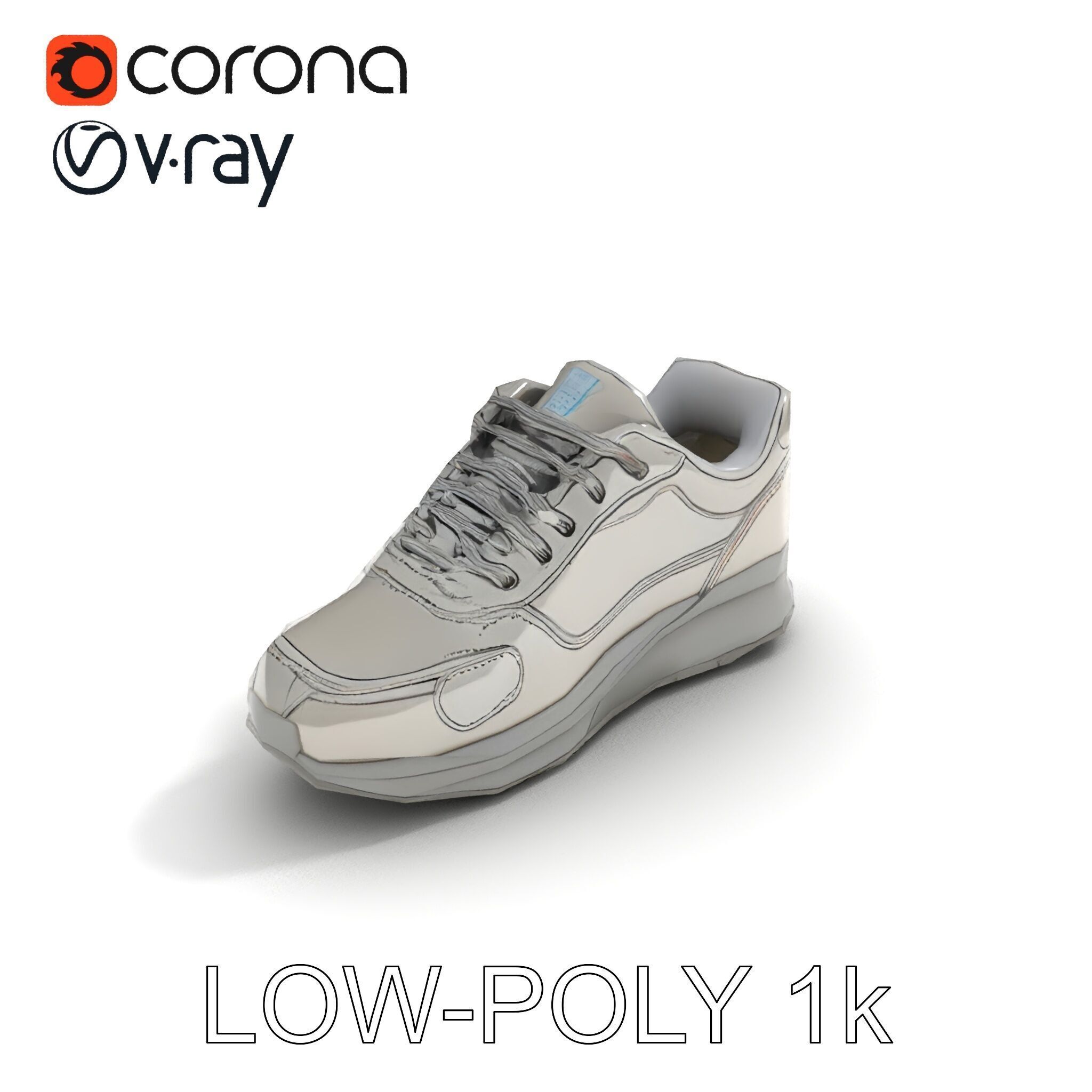 Futuristic Metallic Sneaker Model Pack Low-poly 3D model_24