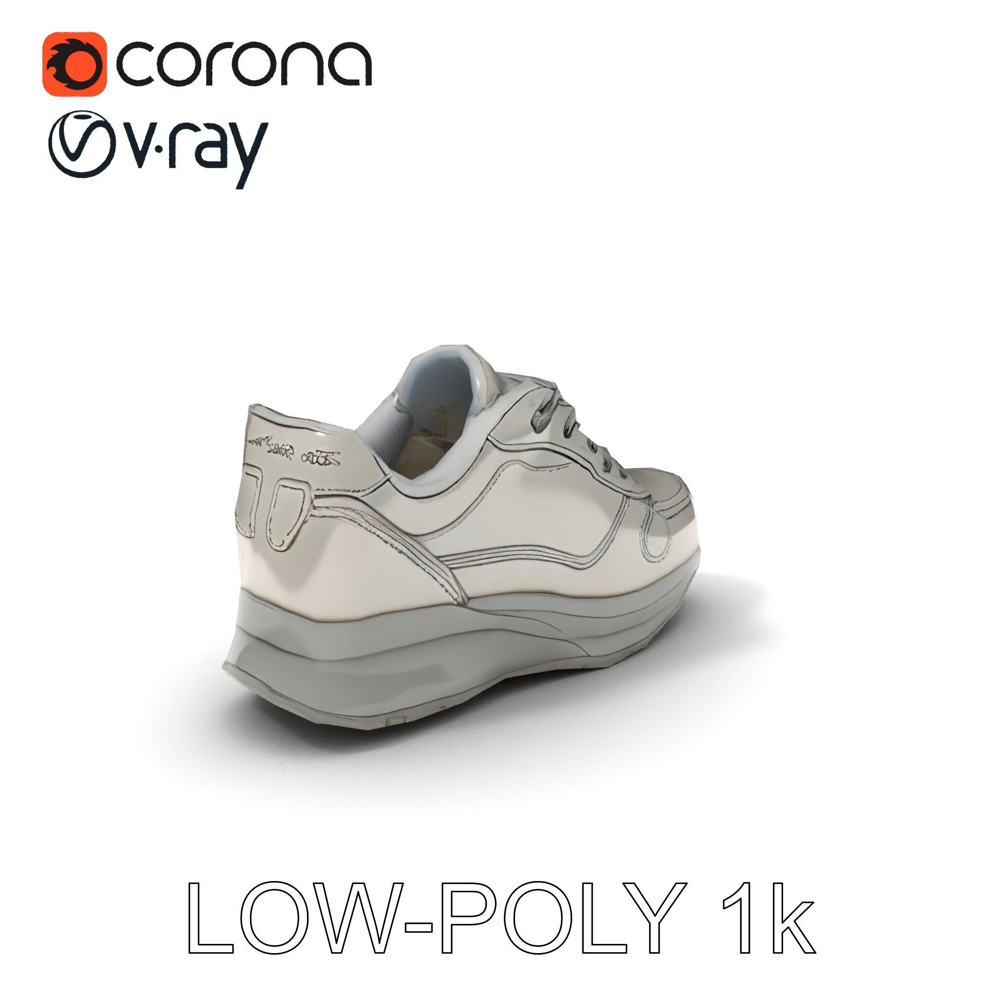 Futuristic Metallic Sneaker Model Pack Low-poly 3D model_18