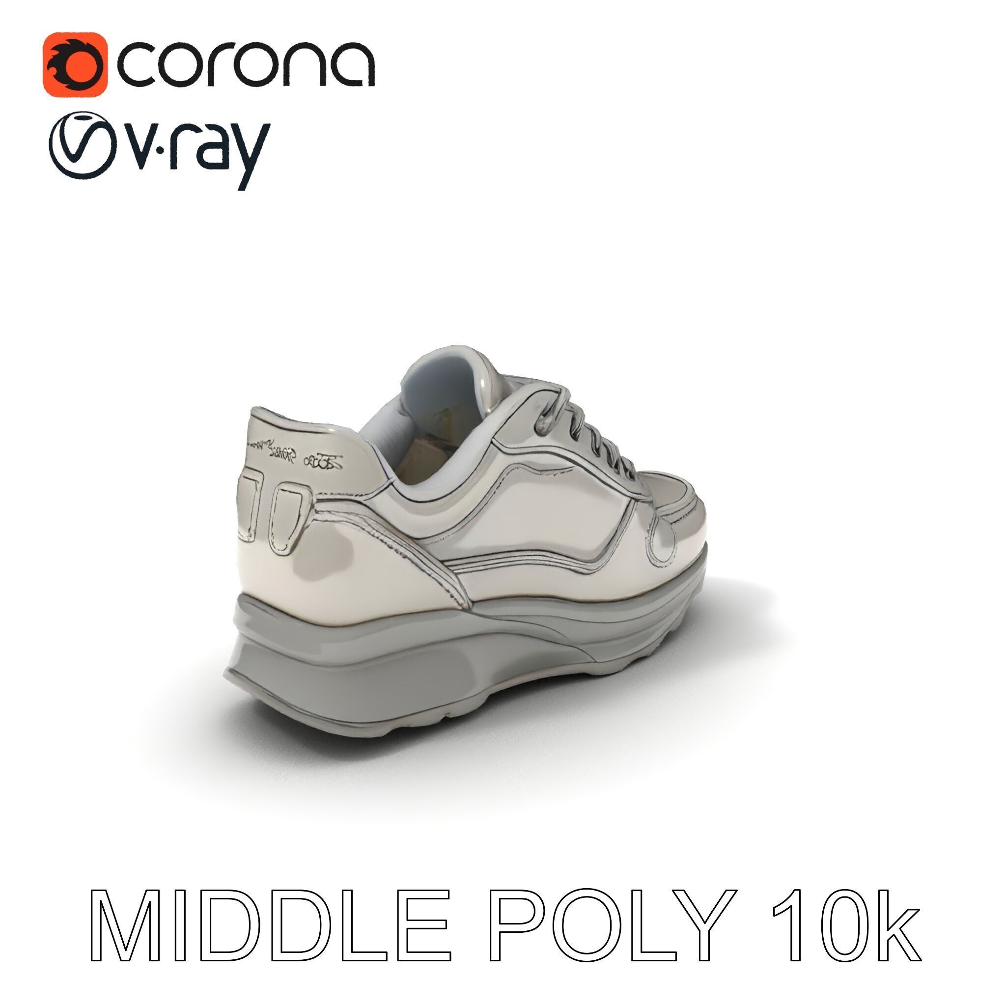 Futuristic Metallic Sneaker Model Pack Low-poly 3D model_25