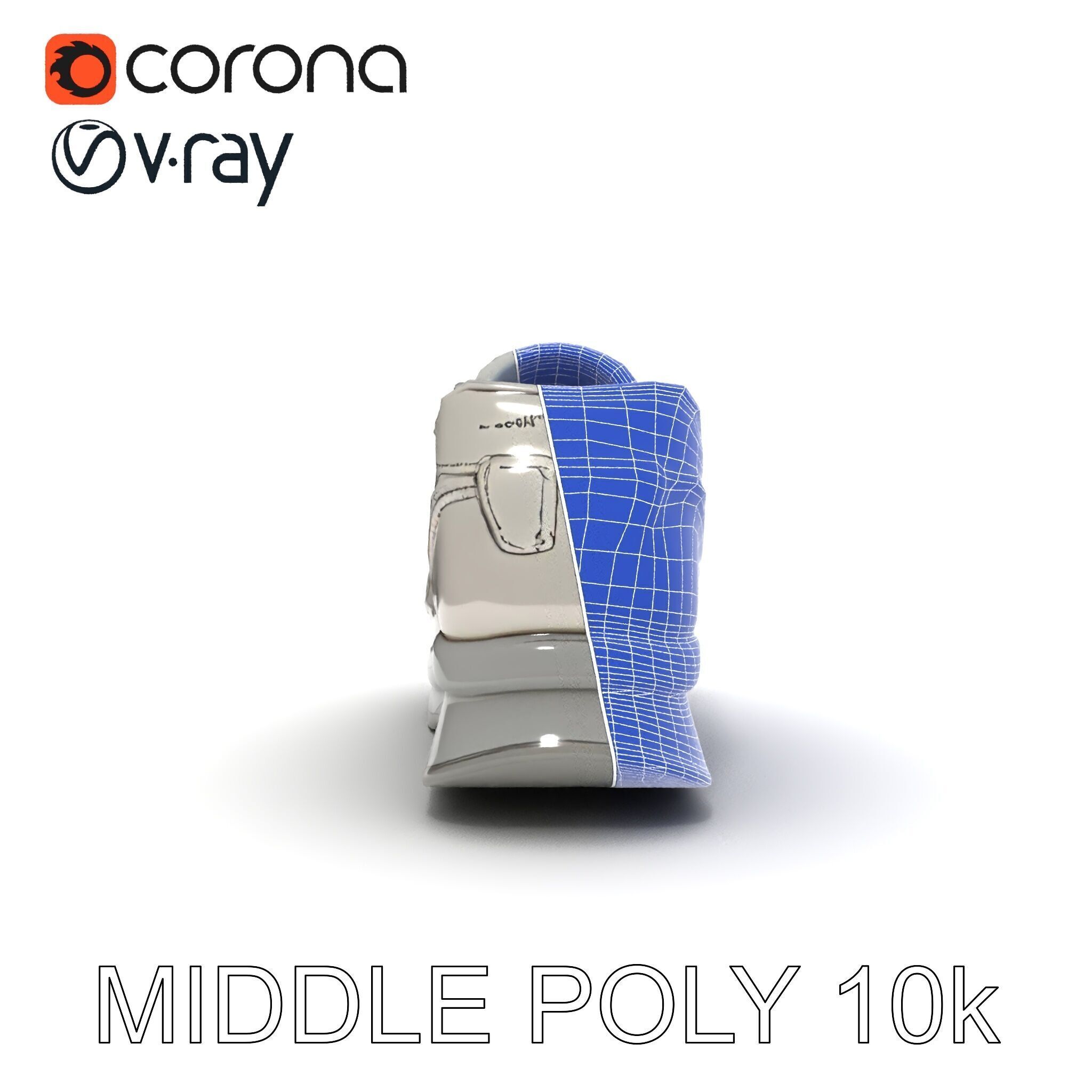 Futuristic Metallic Sneaker Model Pack Low-poly 3D model_6