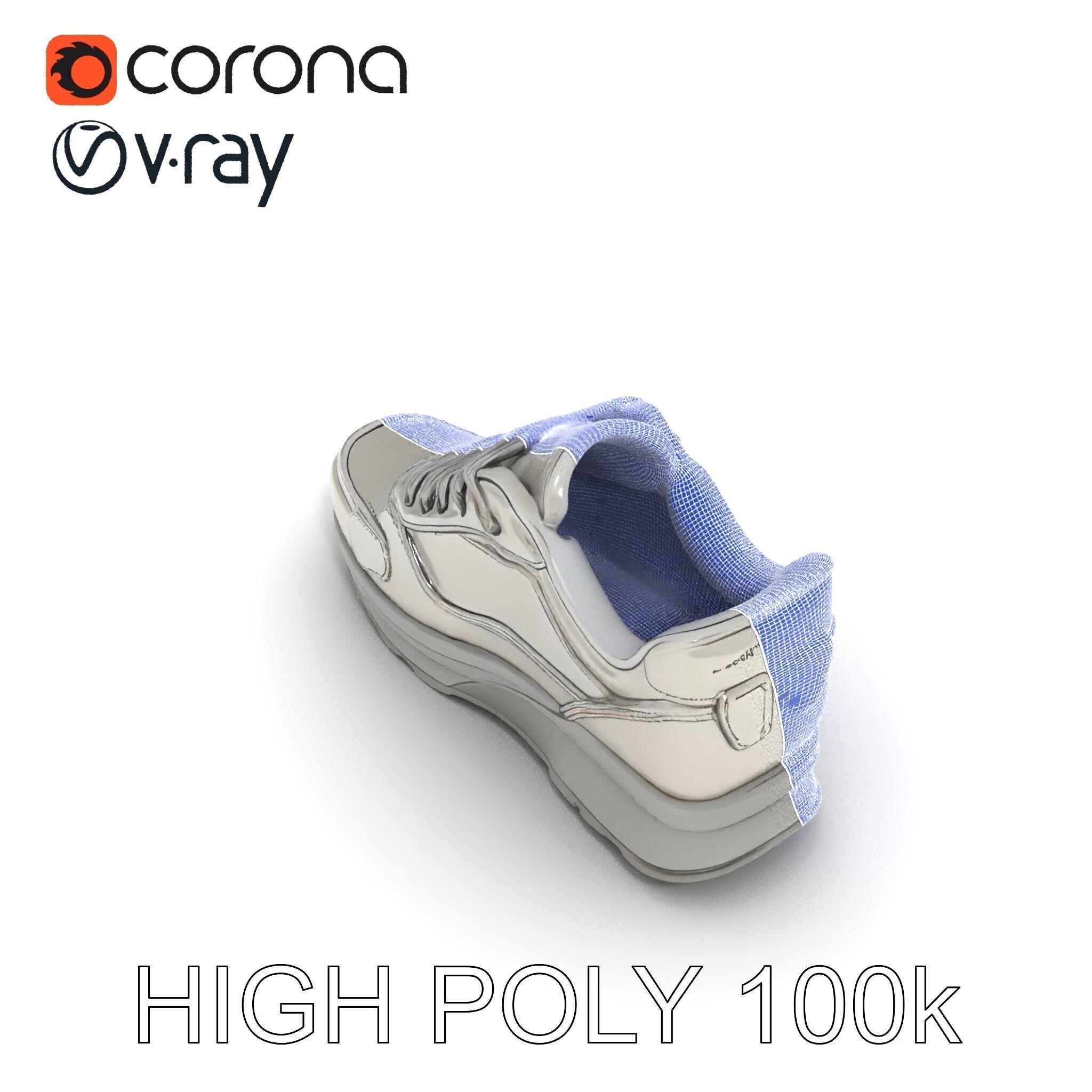 Futuristic Metallic Sneaker Model Pack Low-poly 3D model_27