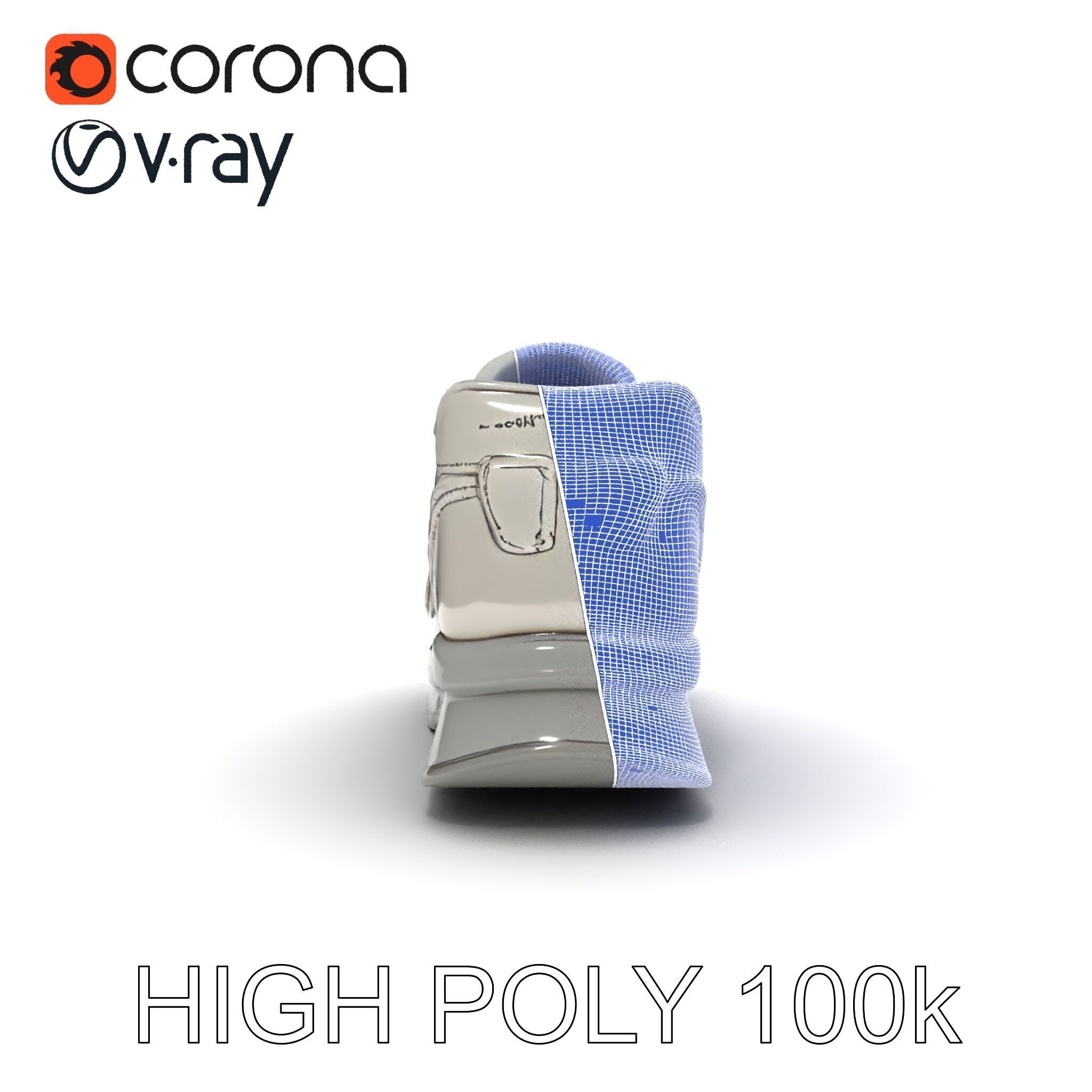 Futuristic Metallic Sneaker Model Pack Low-poly 3D model_22