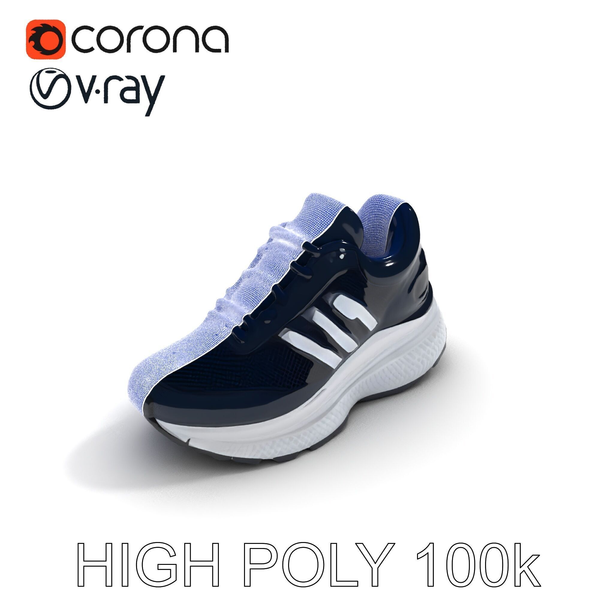 Stylish Running Shoe Model Pack with Detailed Textures Low-poly 3D model_8