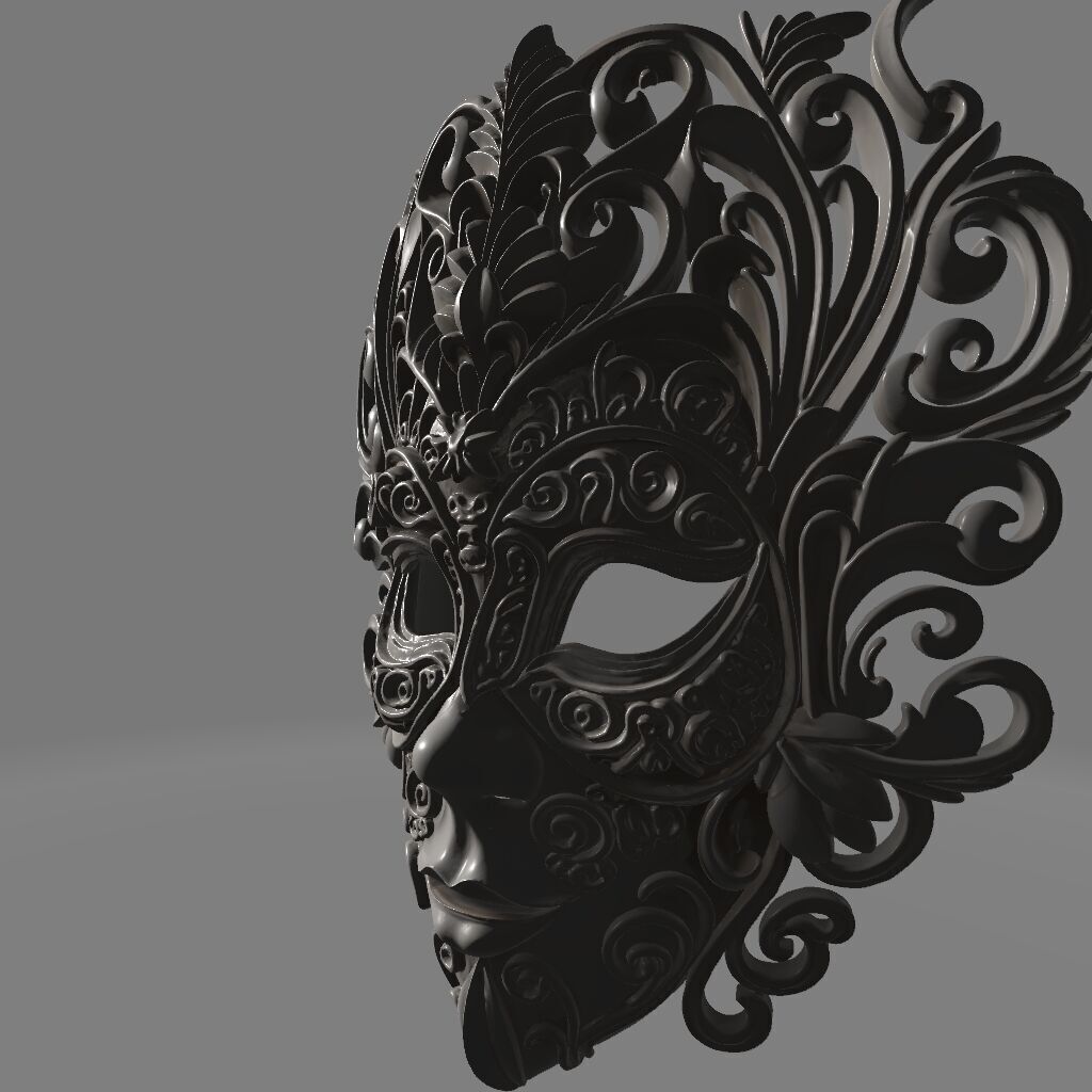 Ornate Venetian Carnival Mask 3D print model_3