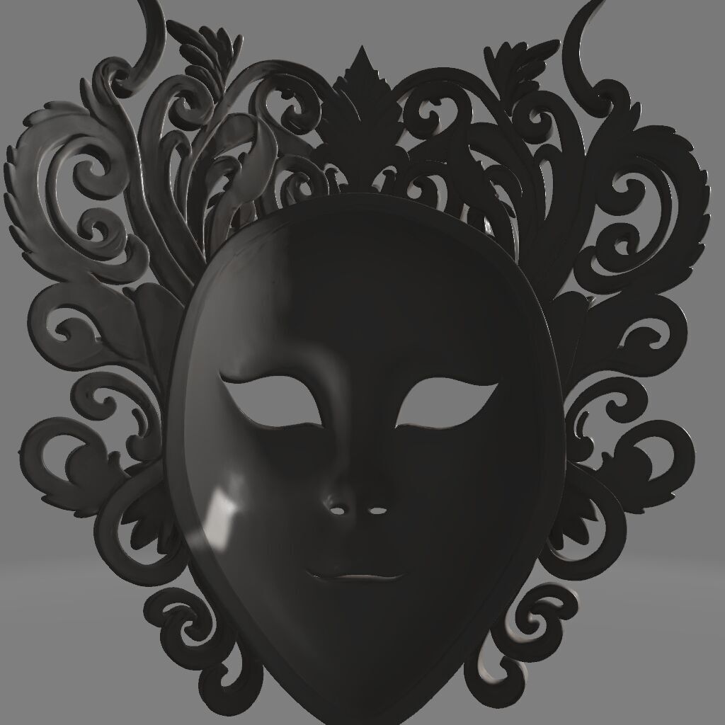 Ornate Venetian Carnival Mask 3D print model_4