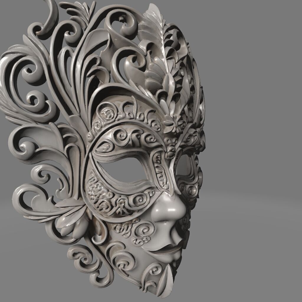 Ornate Venetian Carnival Mask 3D print model_2