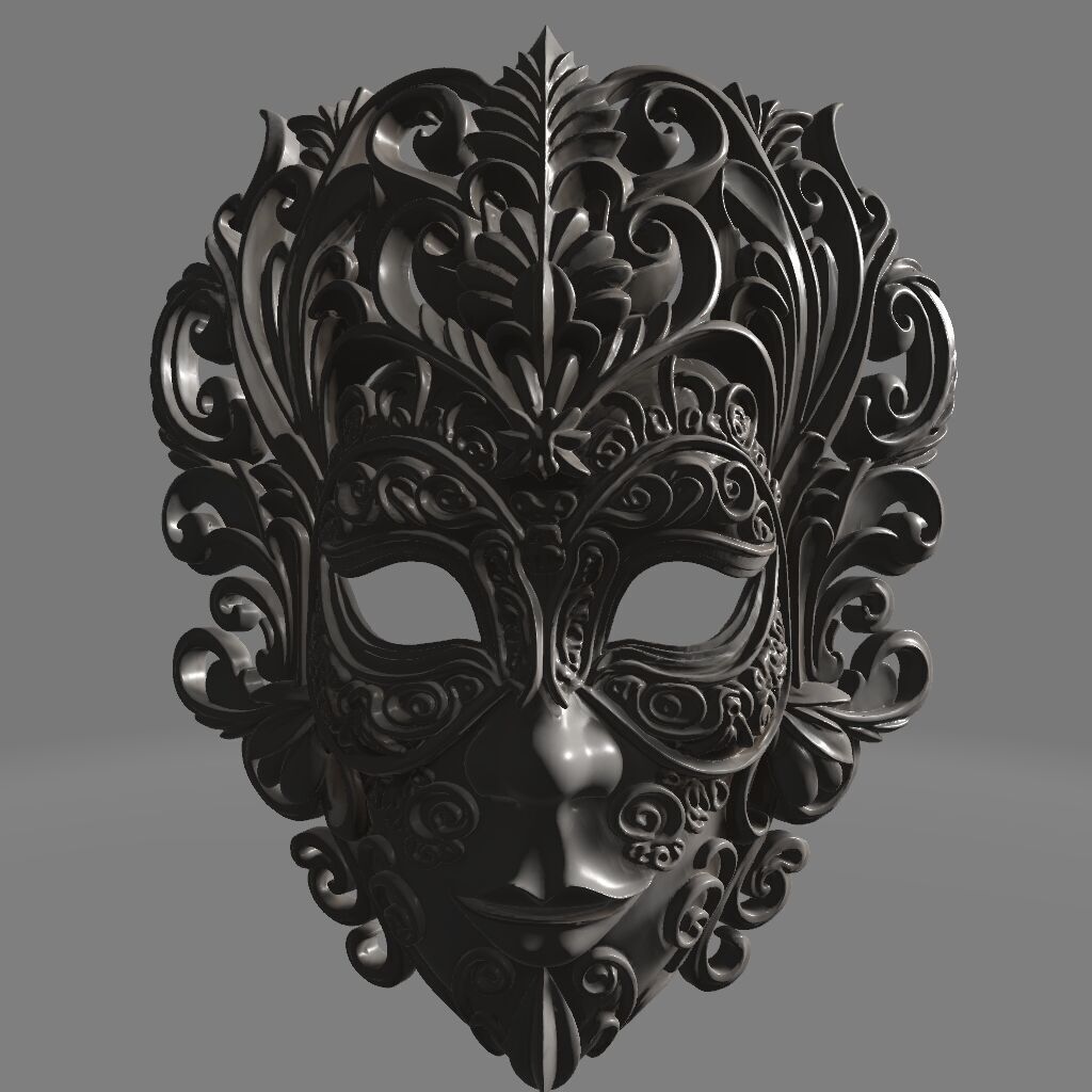 Ornate Venetian Carnival Mask 3D print model_1