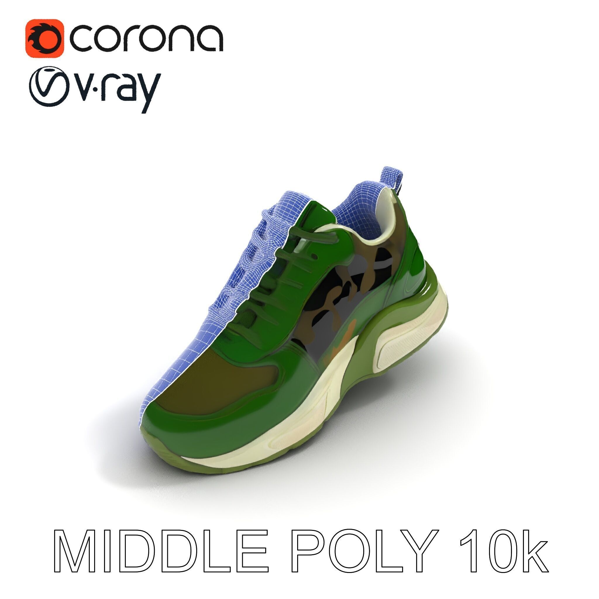 Camouflage Sneaker Model Pack Low-poly 3D model_13