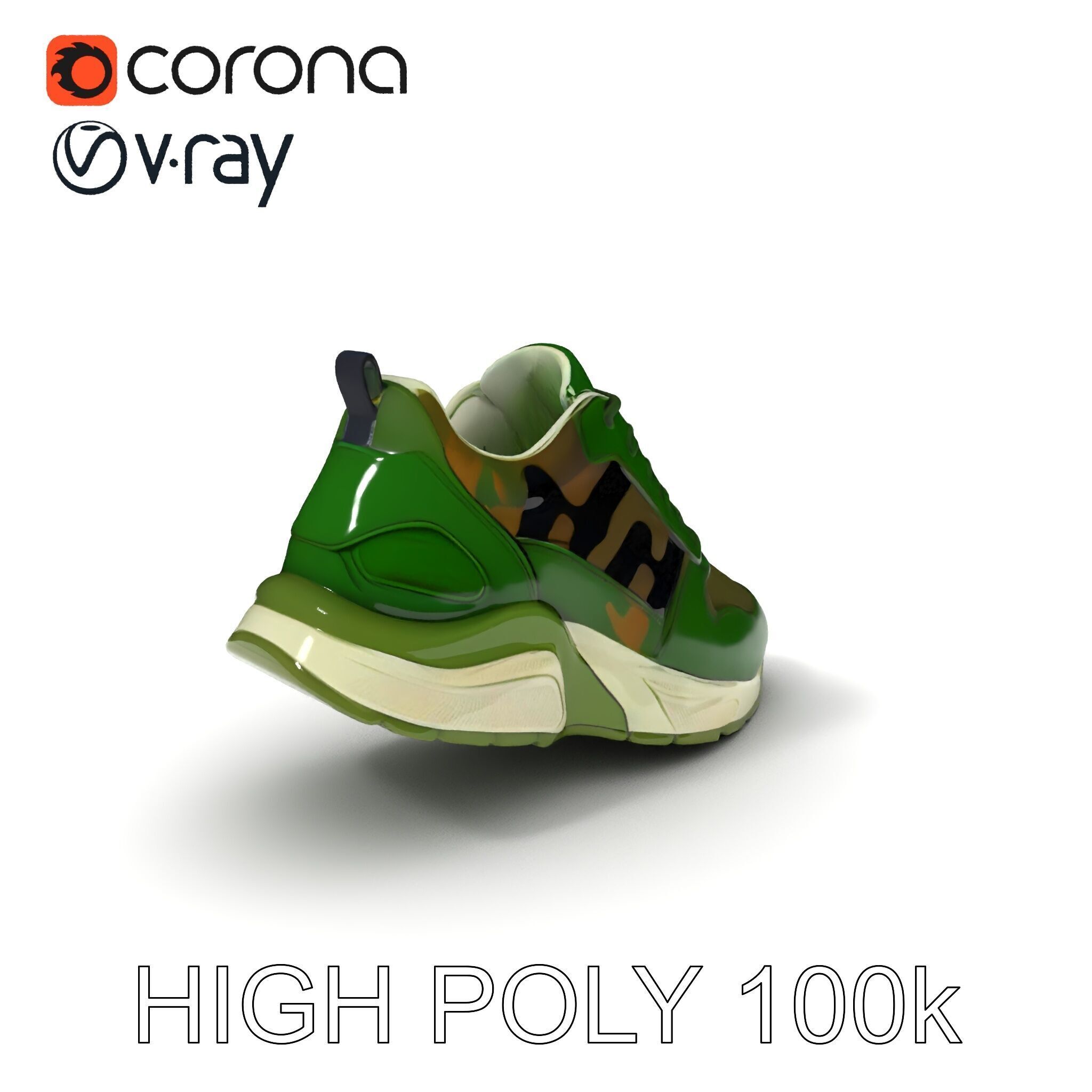 Camouflage Sneaker Model Pack Low-poly 3D model_3