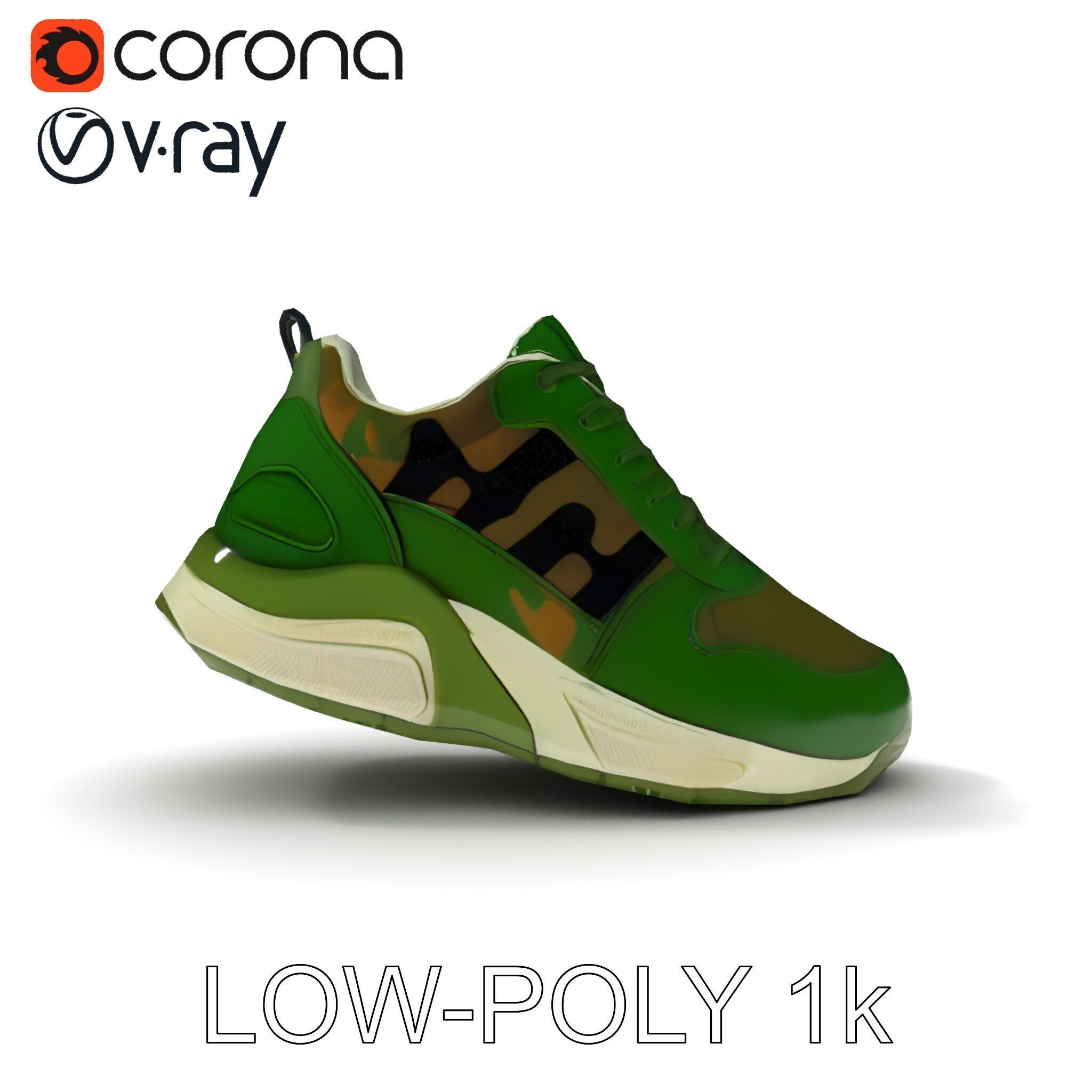 Camouflage Sneaker Model Pack Low-poly 3D model_14