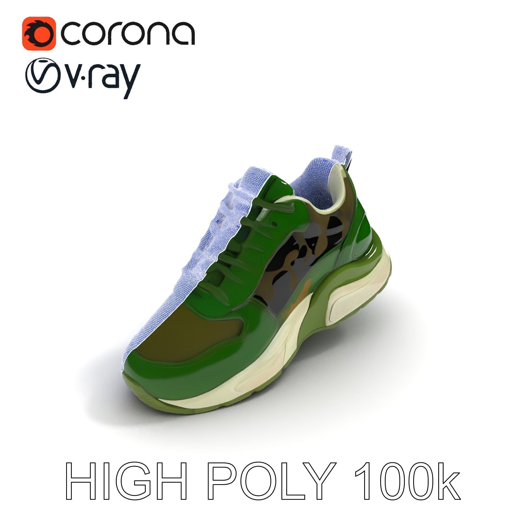 Camouflage Sneaker Model Pack Low-poly 3D model_29